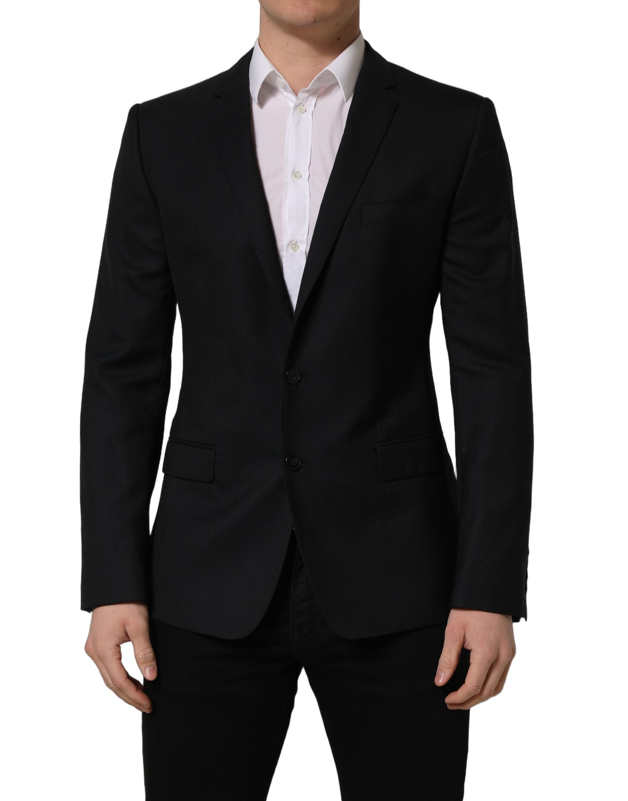 Black Wool Single Breasted Blazer Jacket