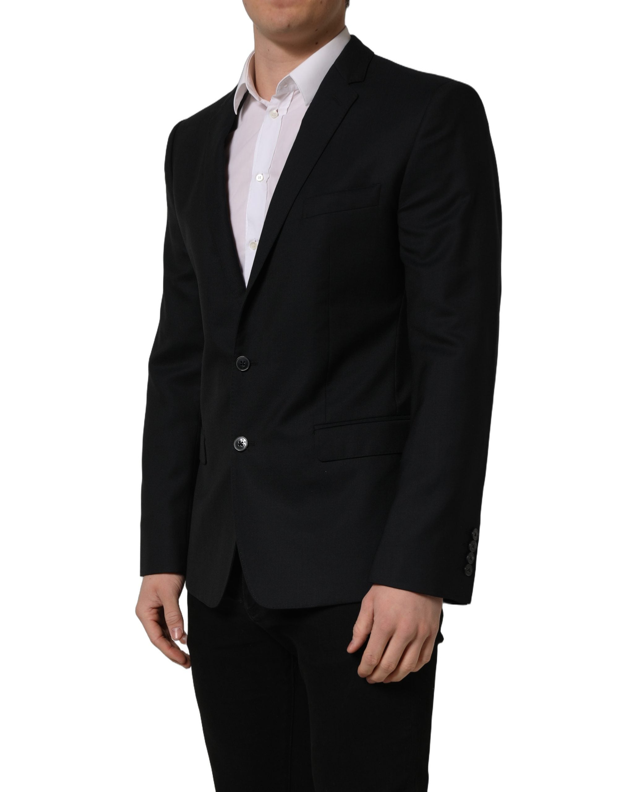 Black Wool Single Breasted Blazer Jacket