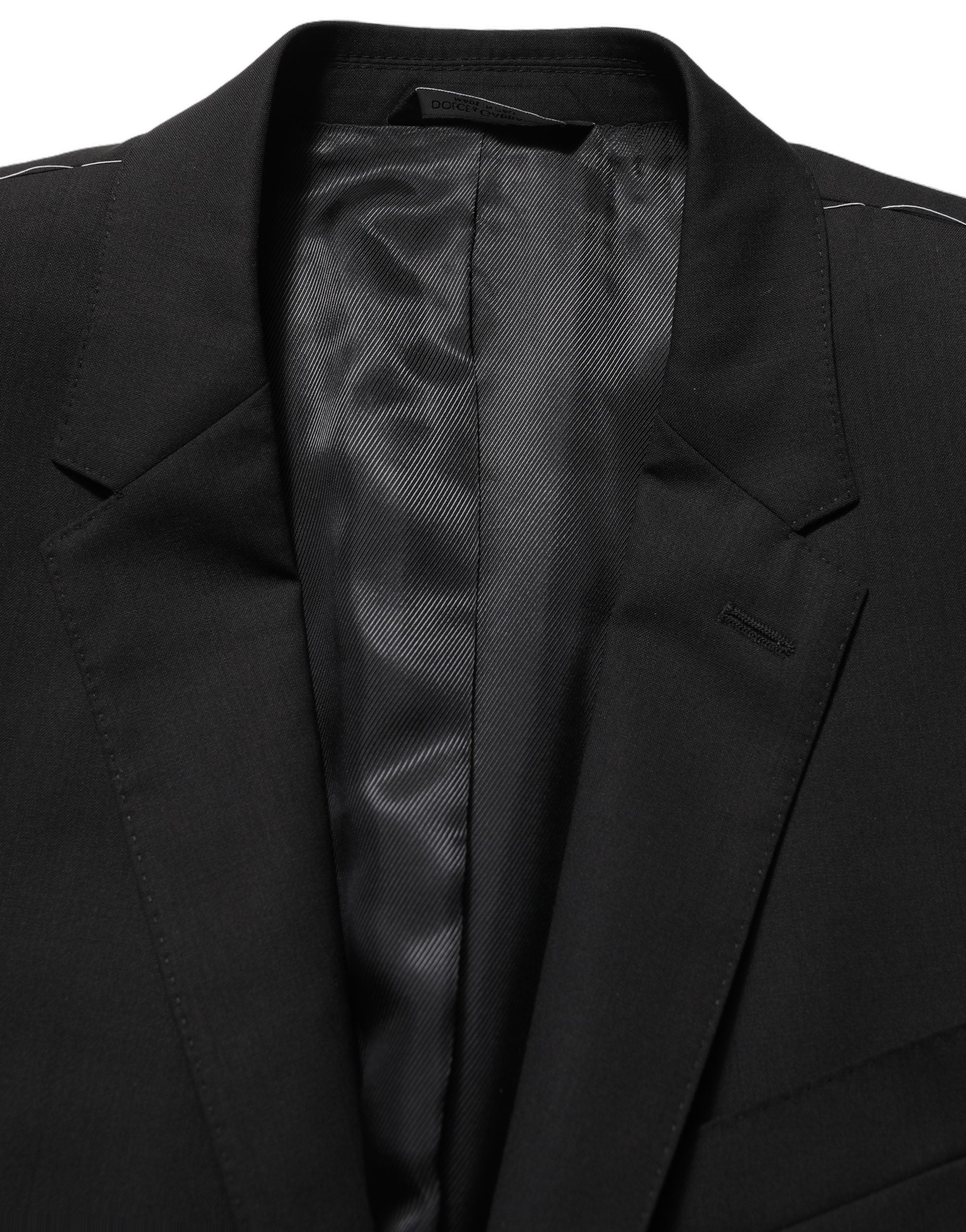 Black Wool Single Breasted Blazer Jacket
