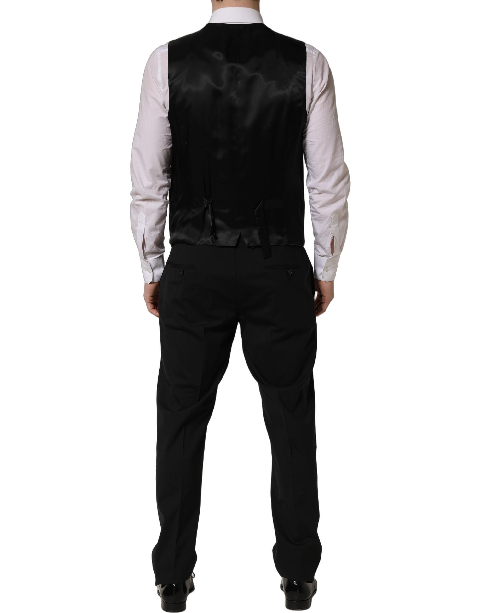 Black Wool Slim Fit Formal 3 Piece Men Suit