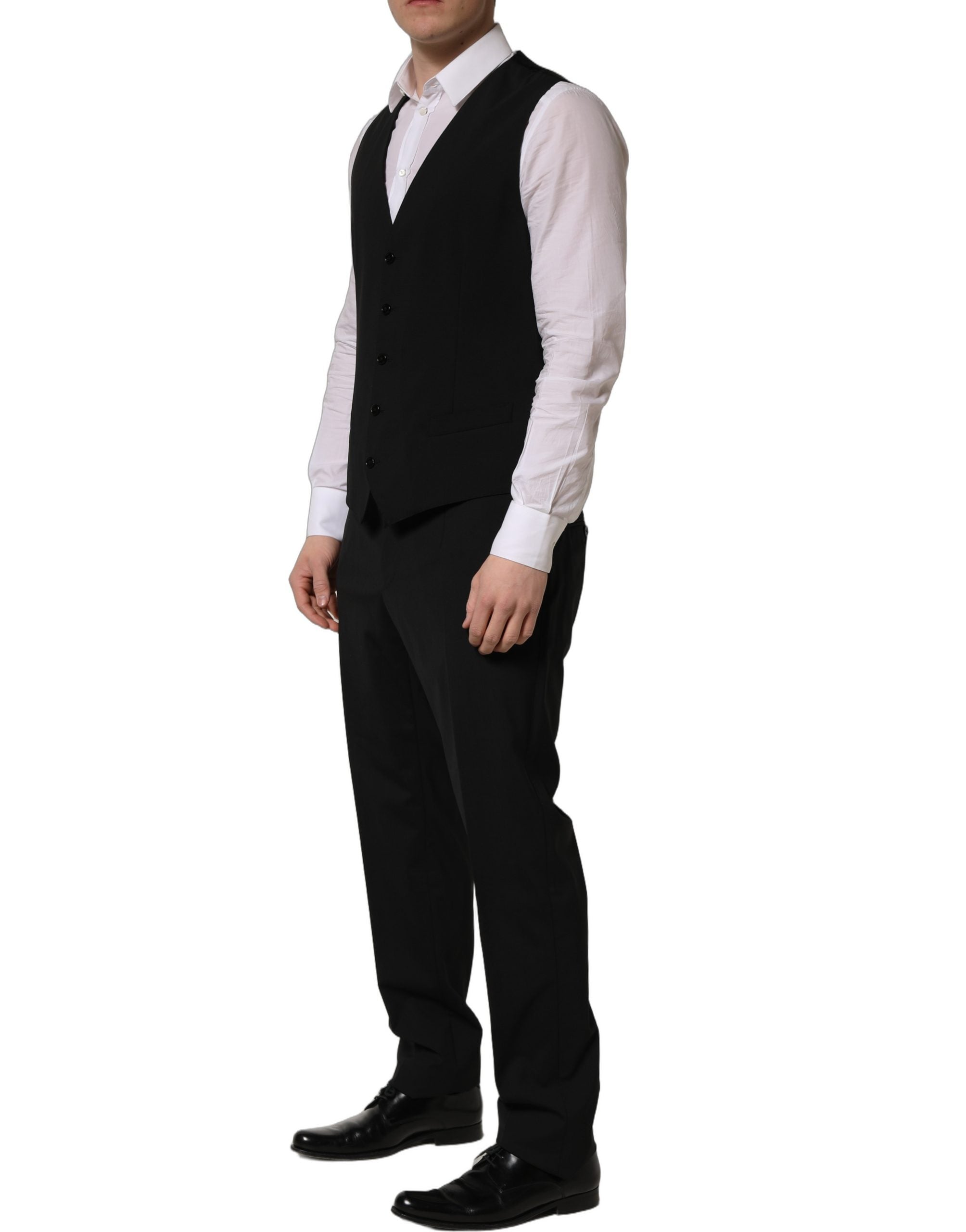 Black Wool Slim Fit Formal 3 Piece Men Suit