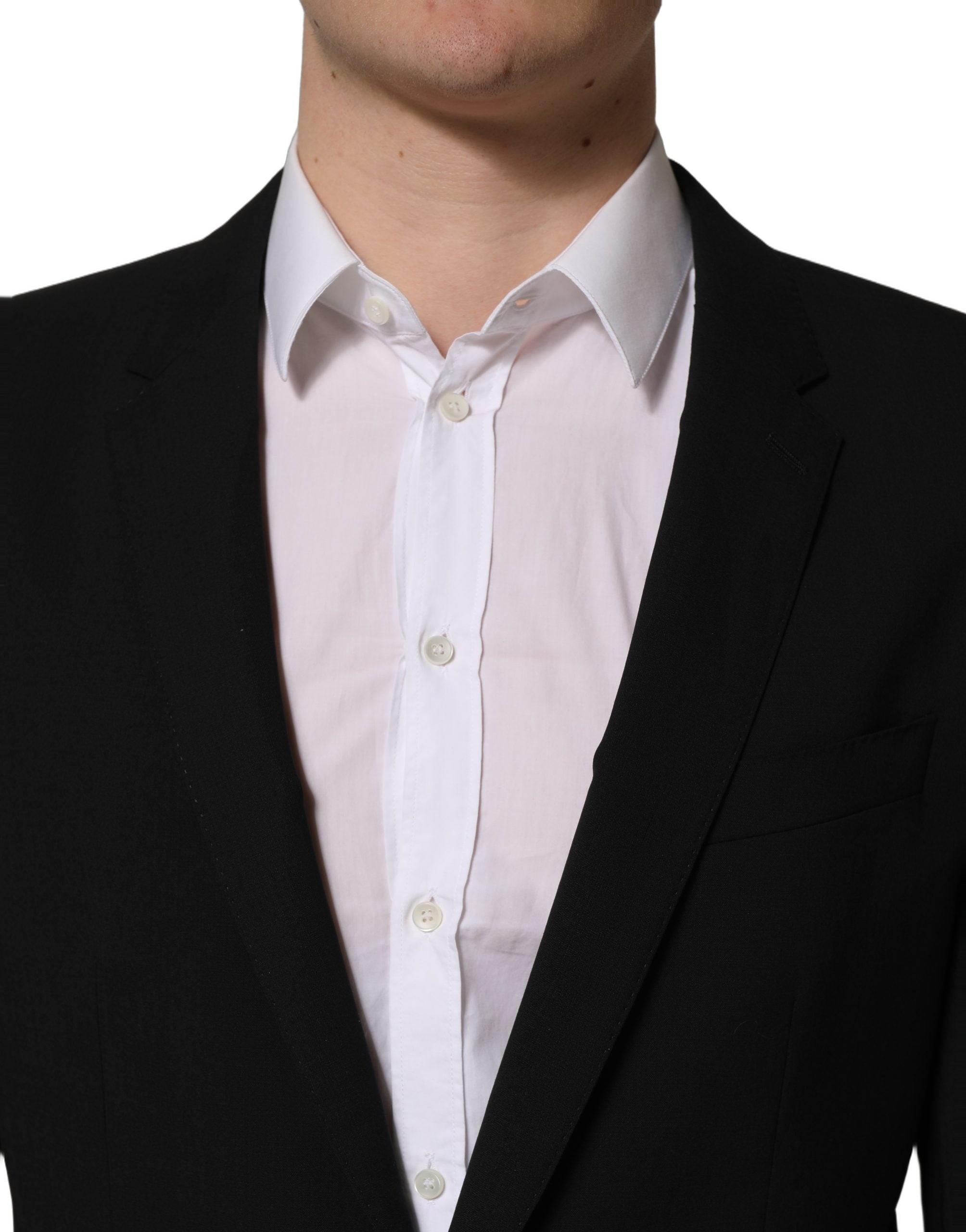 Black Wool Slim Fit Formal 2 Piece Men Suit