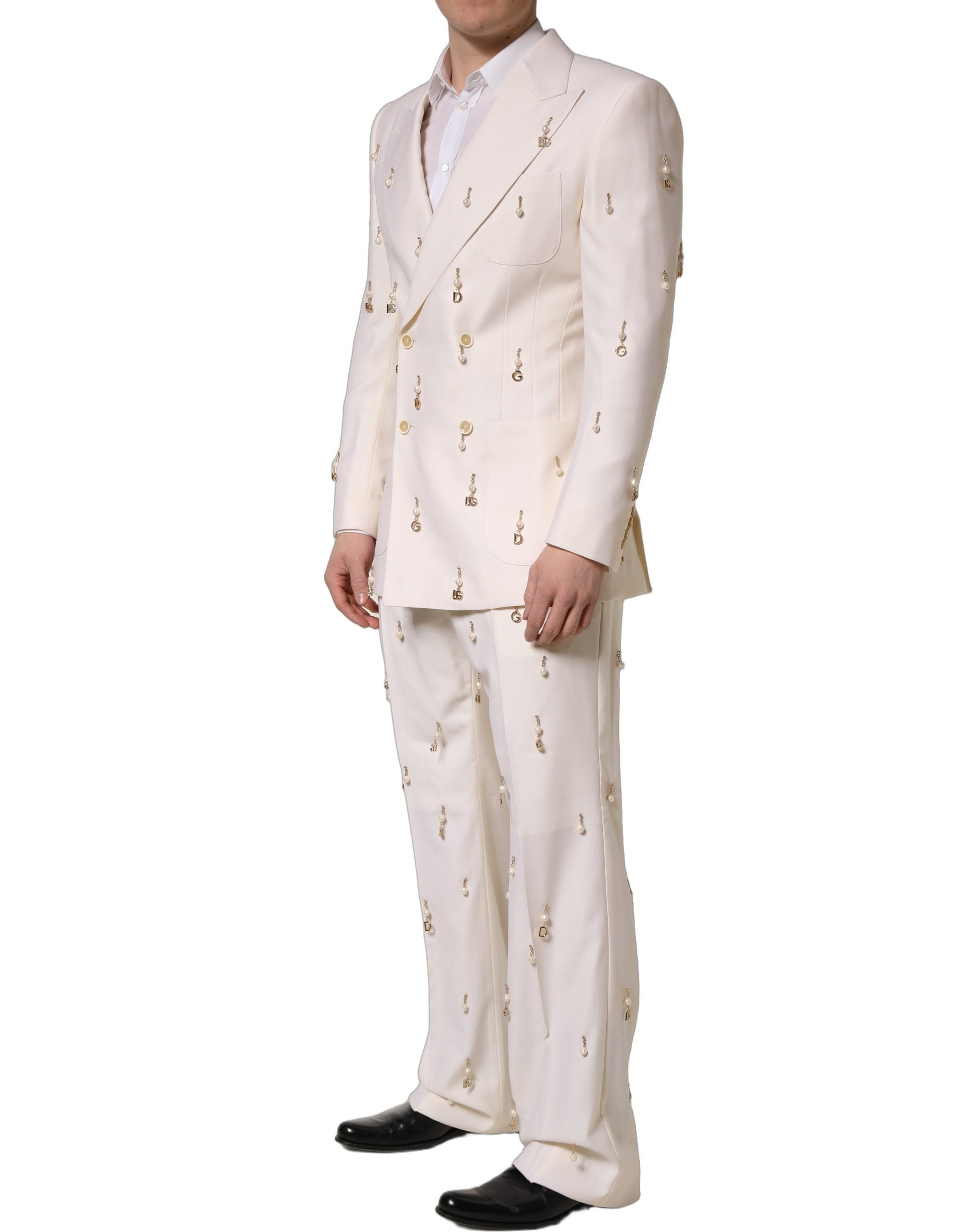 White Wool Slim Fit Formal 2 Piece Men Suit