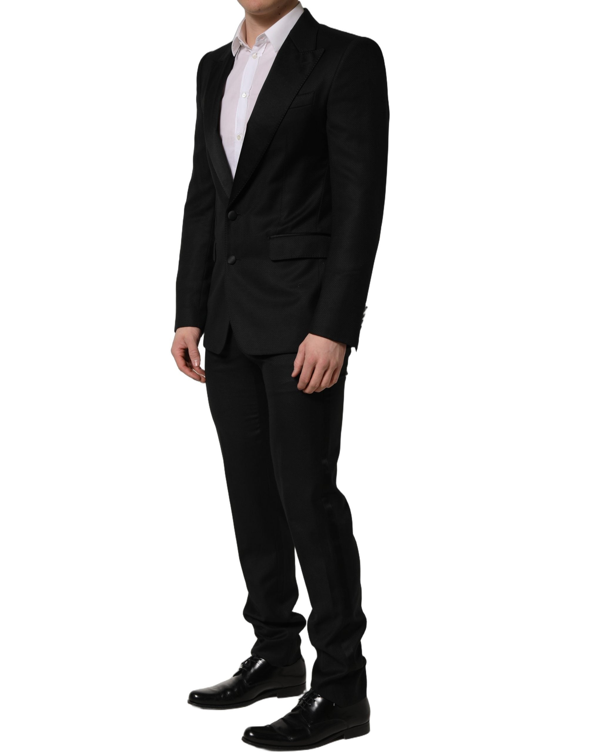 Black Wool Slim Fit Formal 2 Piece Men Suit