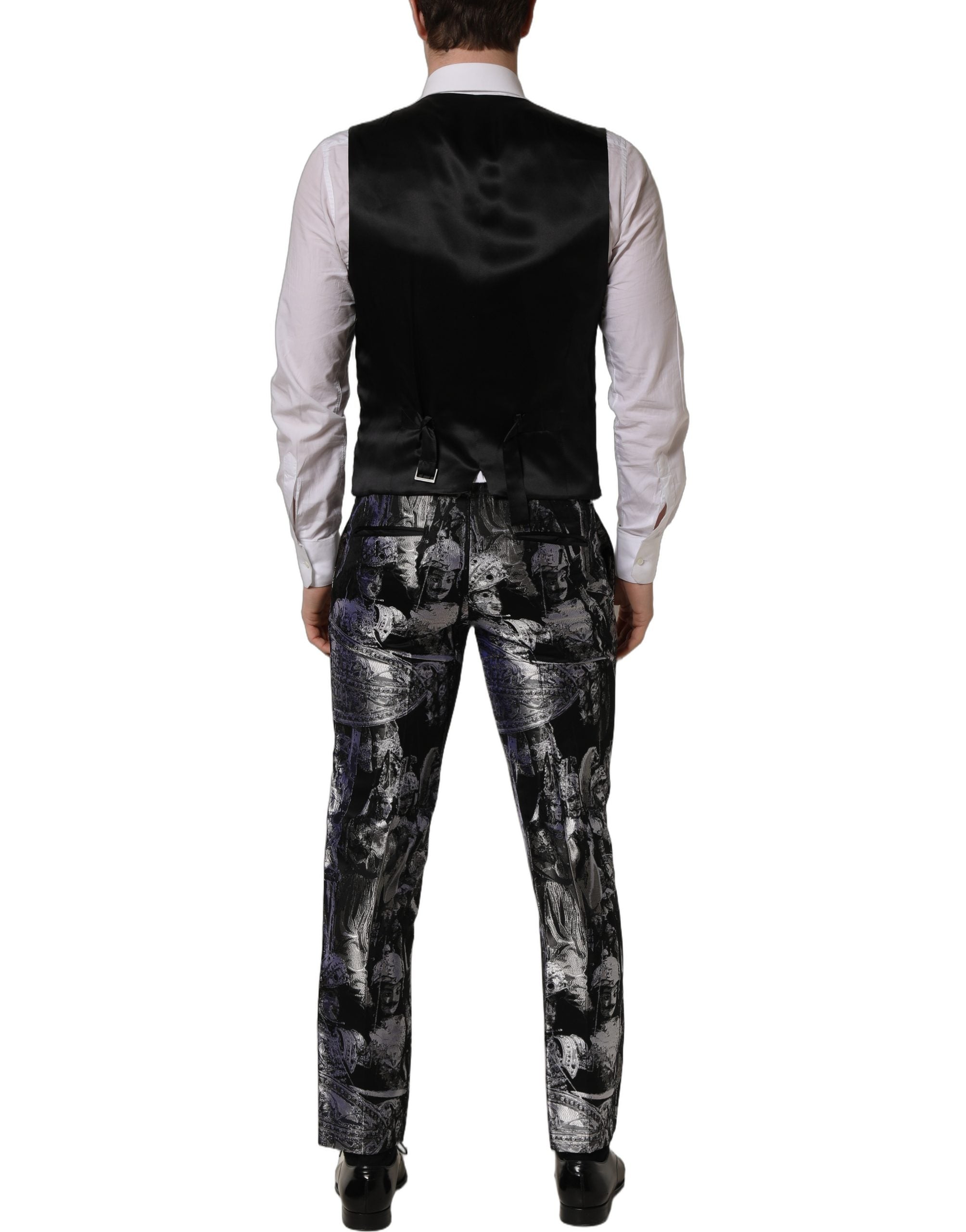 Black Jacquard Slim Fit Formal 3 Piece Suit
