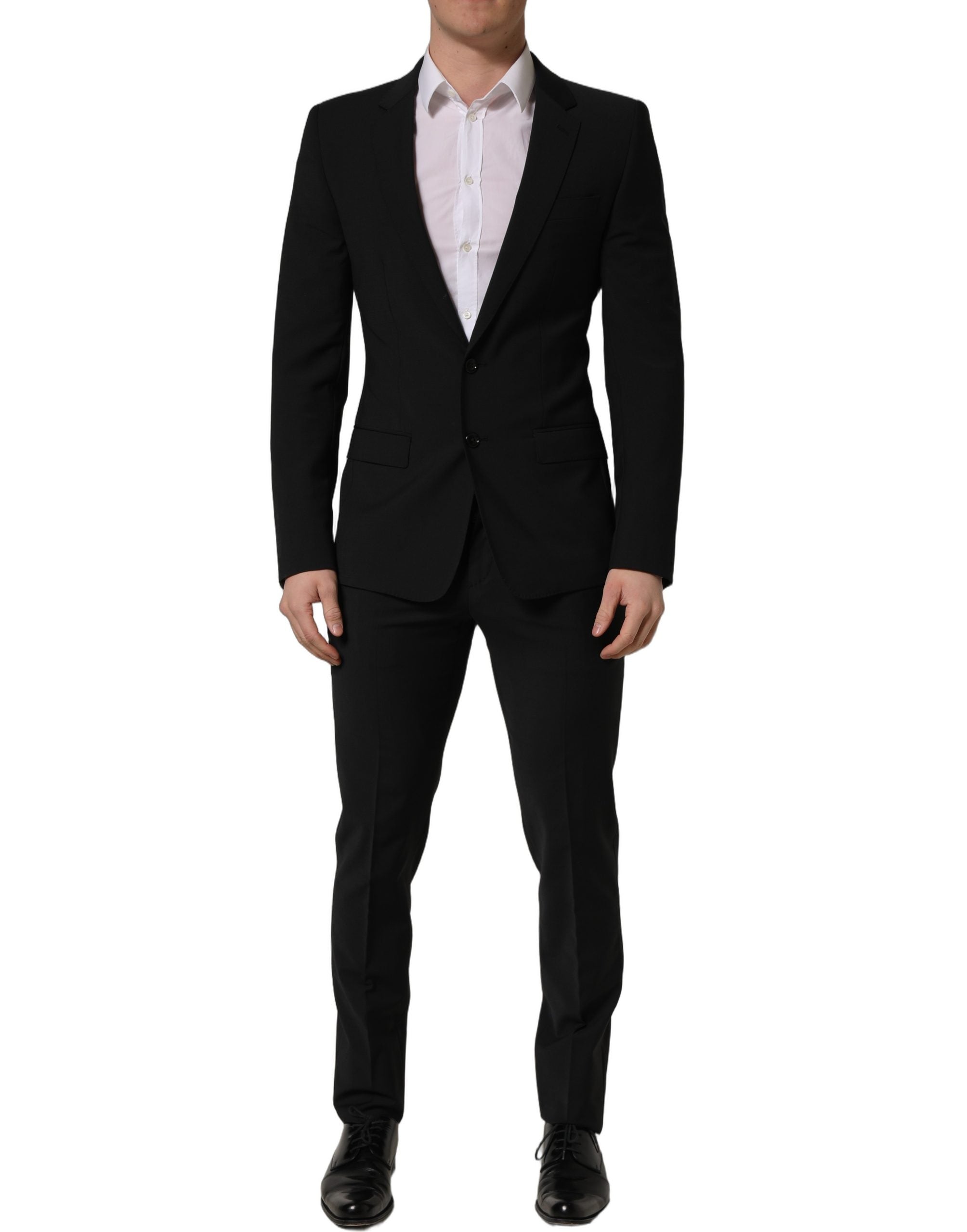 Black Wool Slim Fit Formal 2 Piece Men Suit