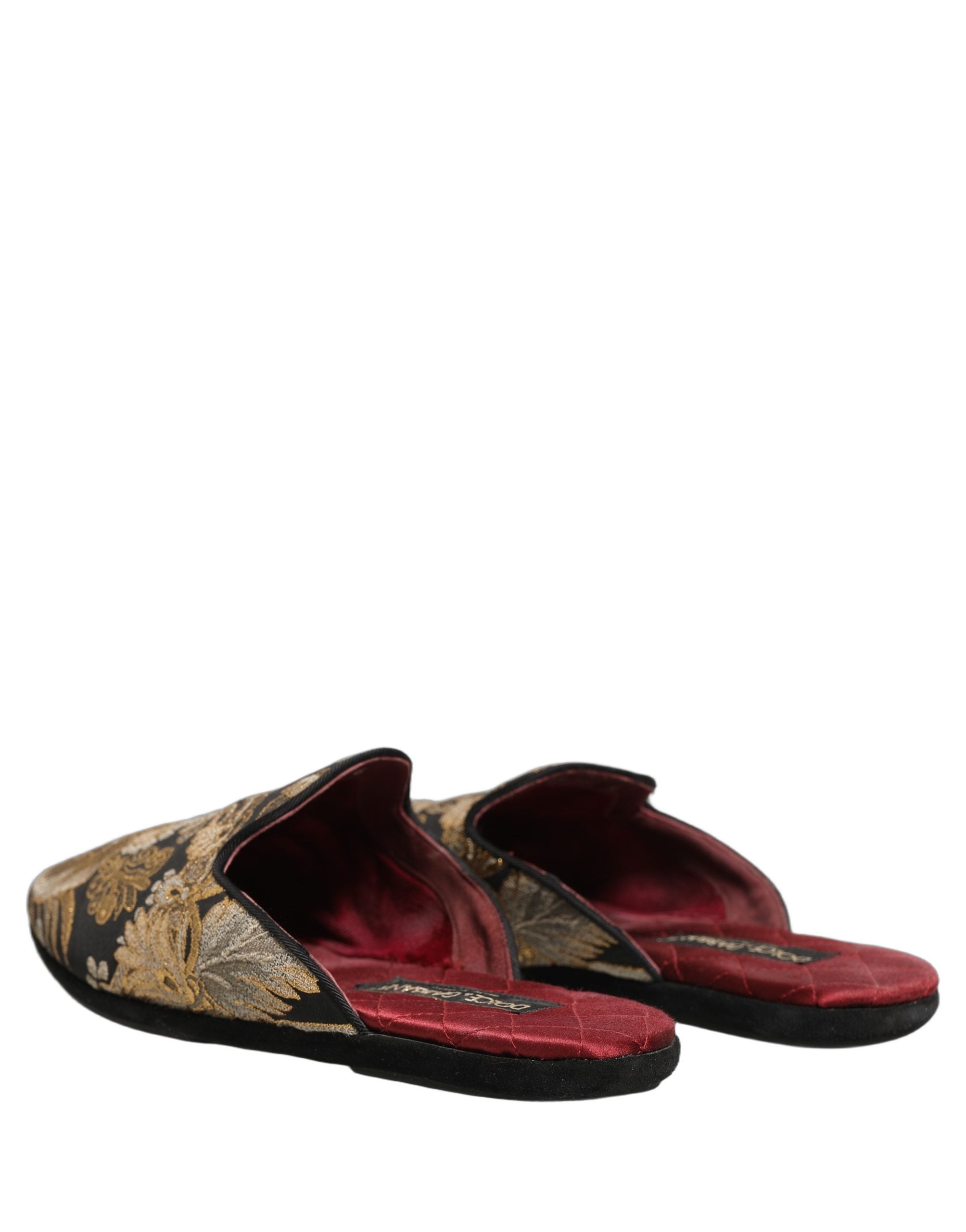 Black Floral Jacquard Flats Sandals Men Shoes