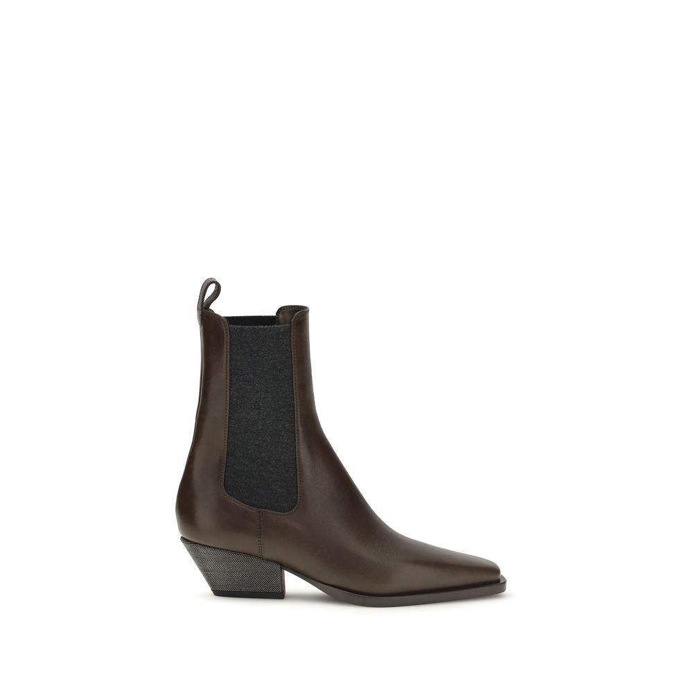 Brown Calf Leather Bos Taurus Ankle Boots