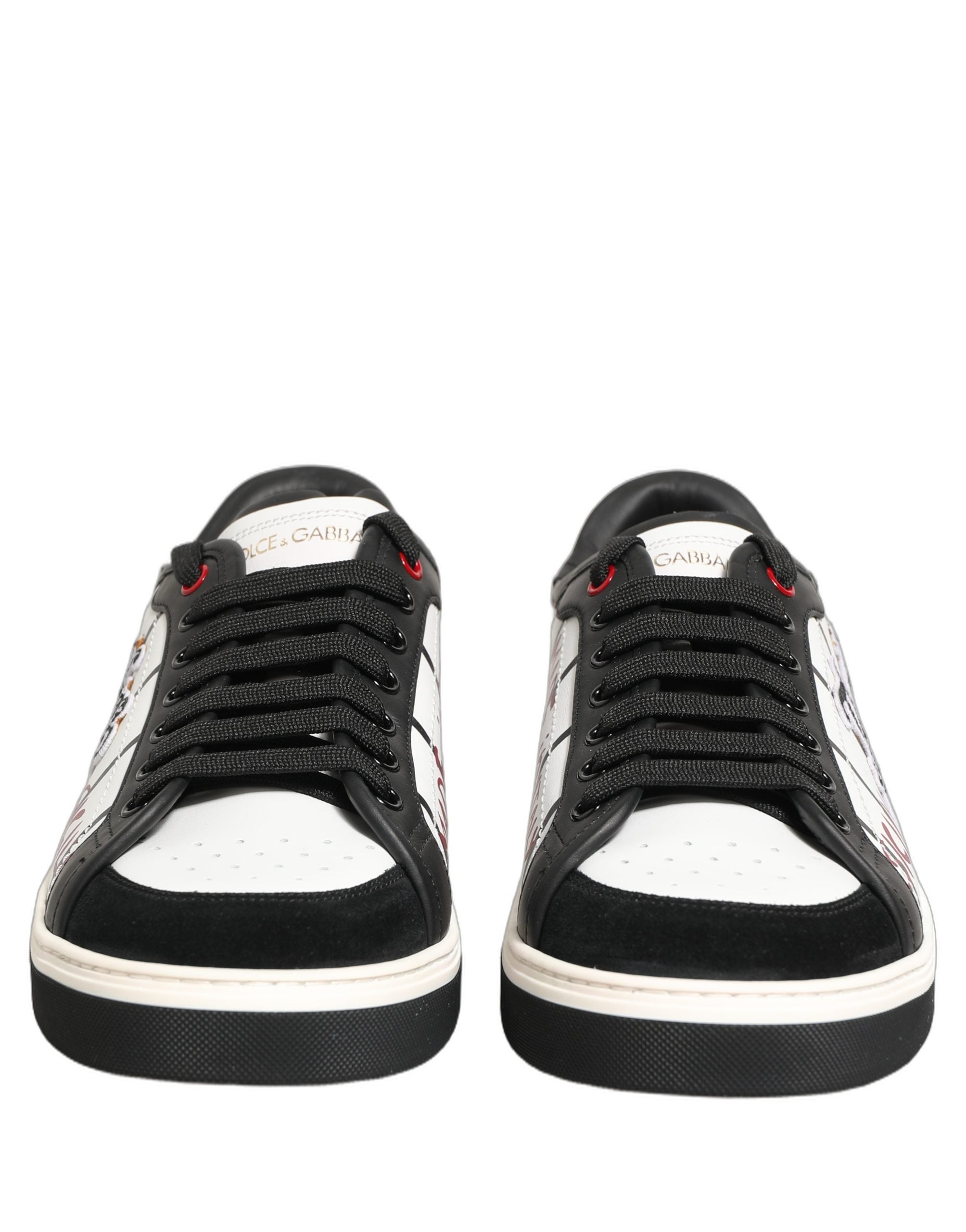 White Black DG Logo King Patch Low-Top Sneaker Shoes