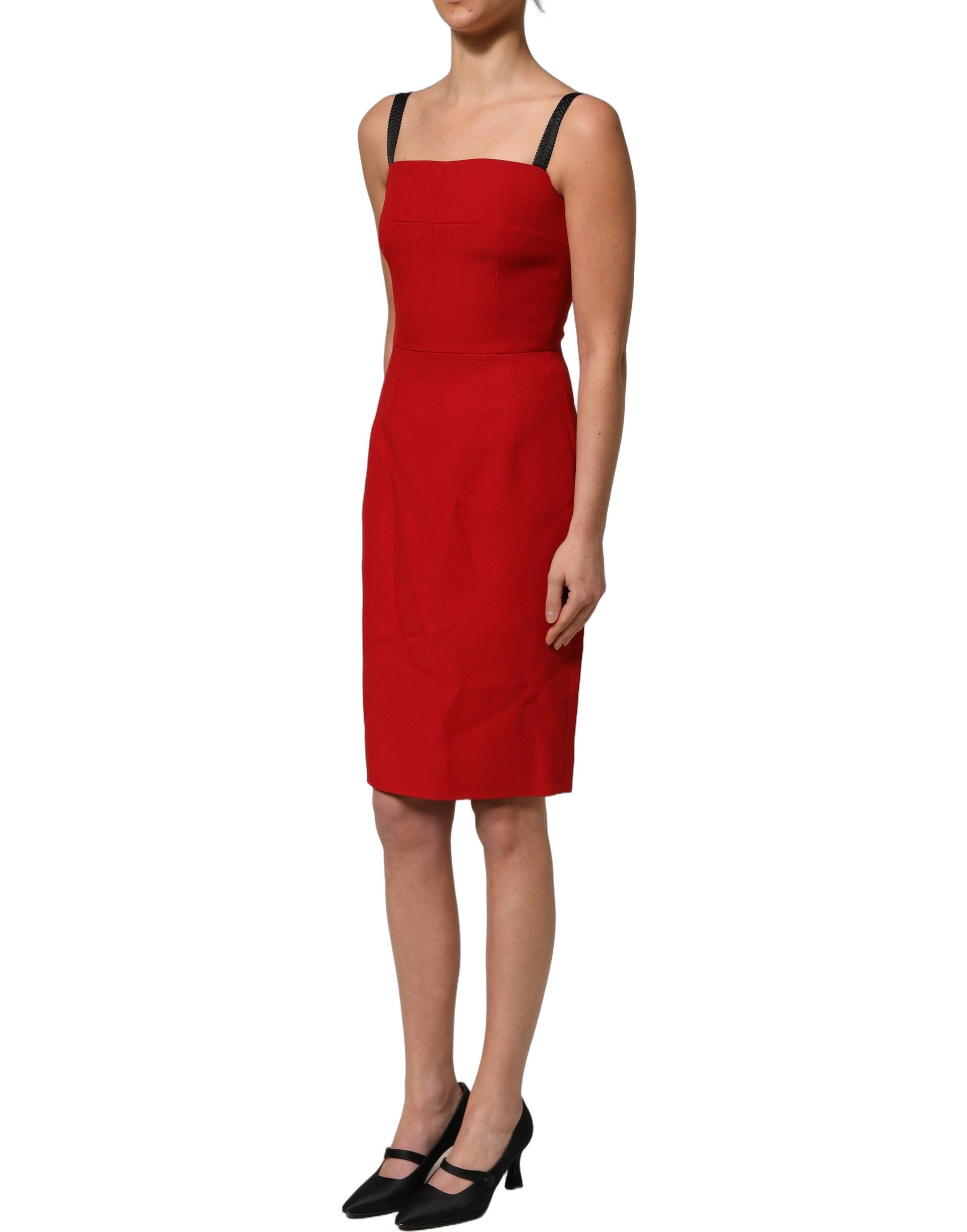 Red Stretch Bodycon Sheath Knee Length Dress