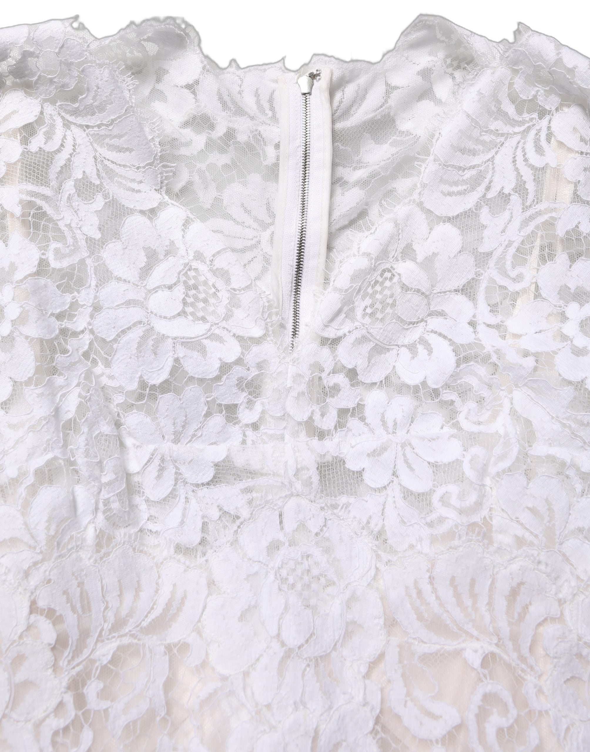 White Cotton Floral Lace Long Gown Dress