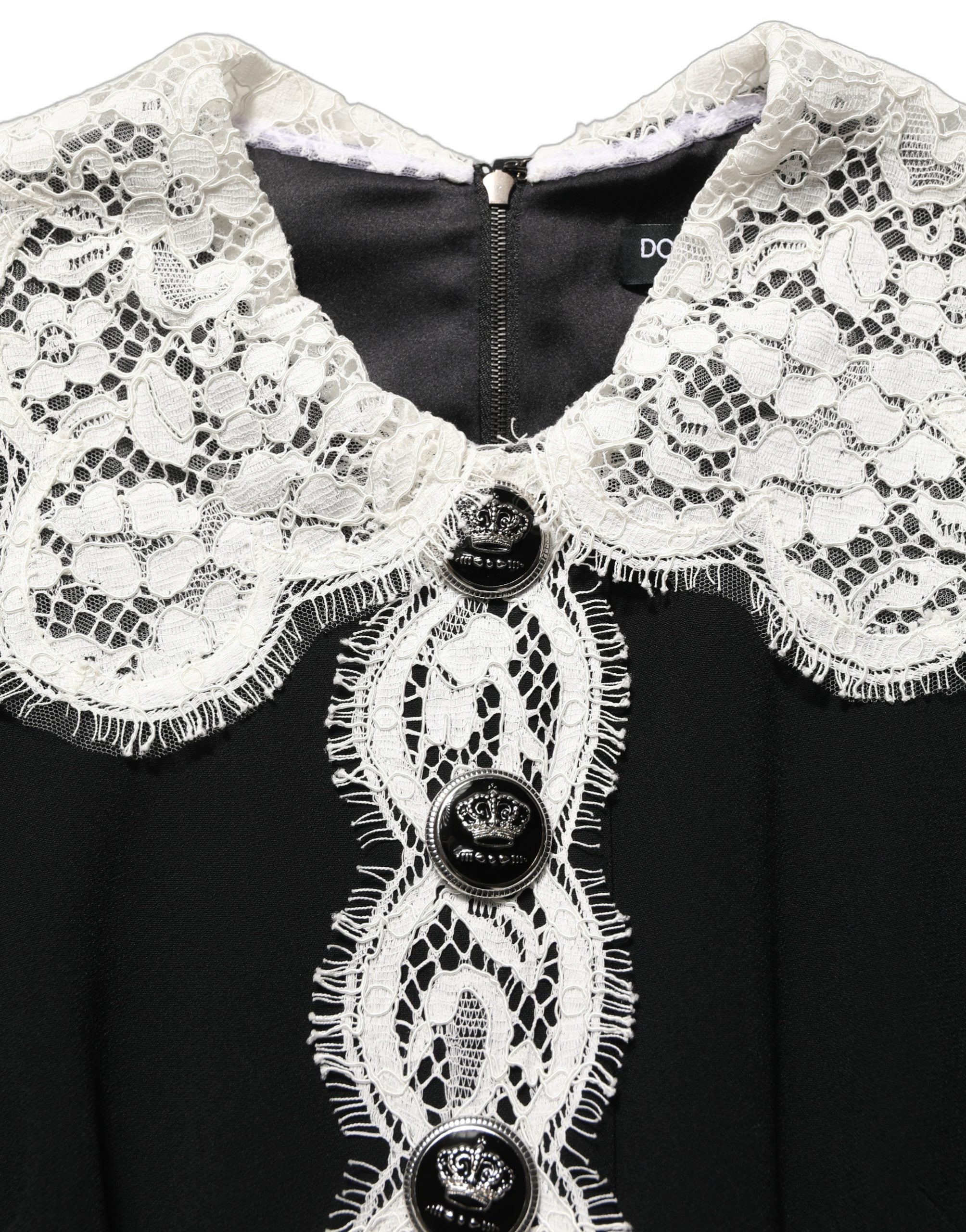 Black Lace Detailing Long Sleeves Midi Dress