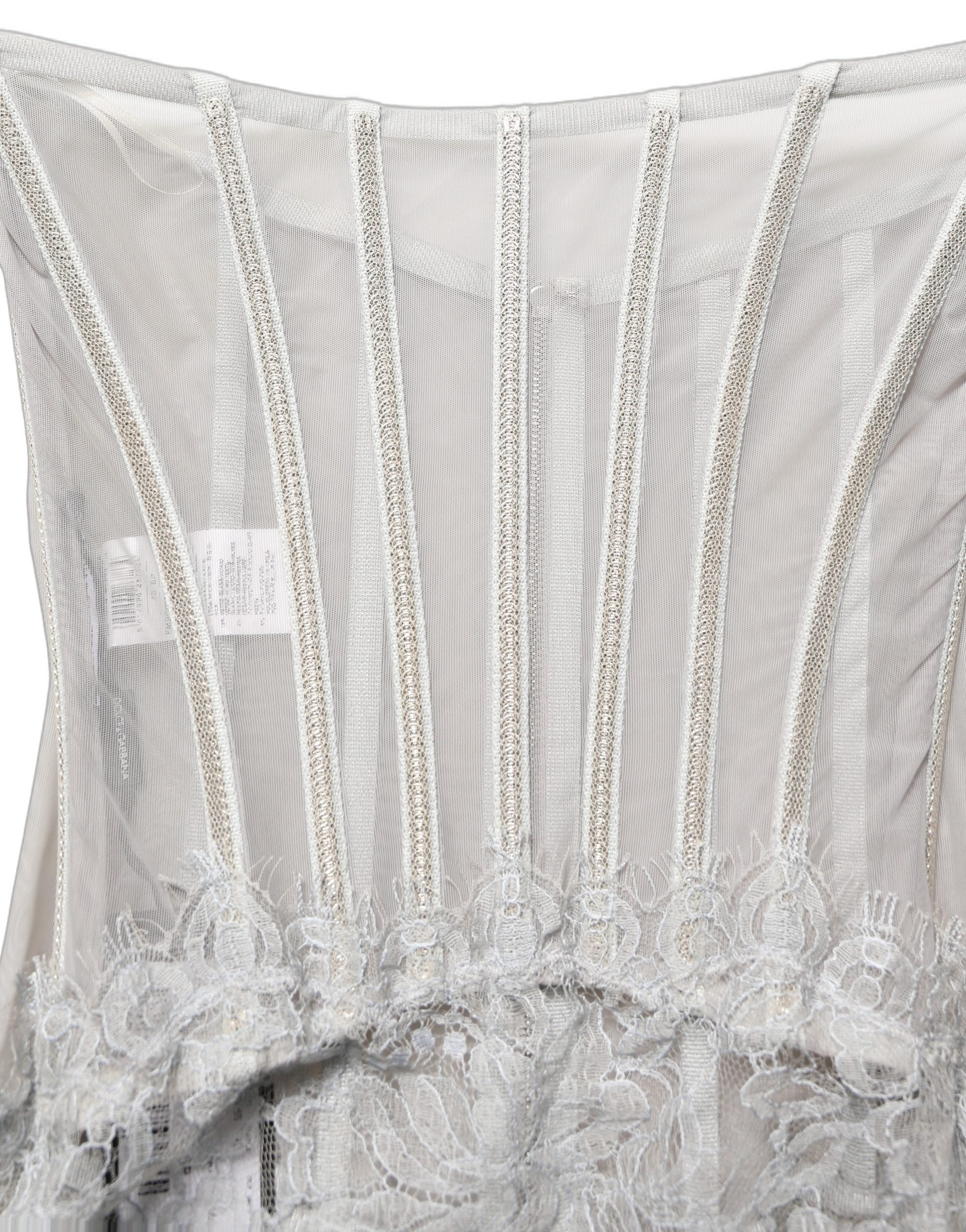 Gray Lace Corset Style Bodice Maxi Dress