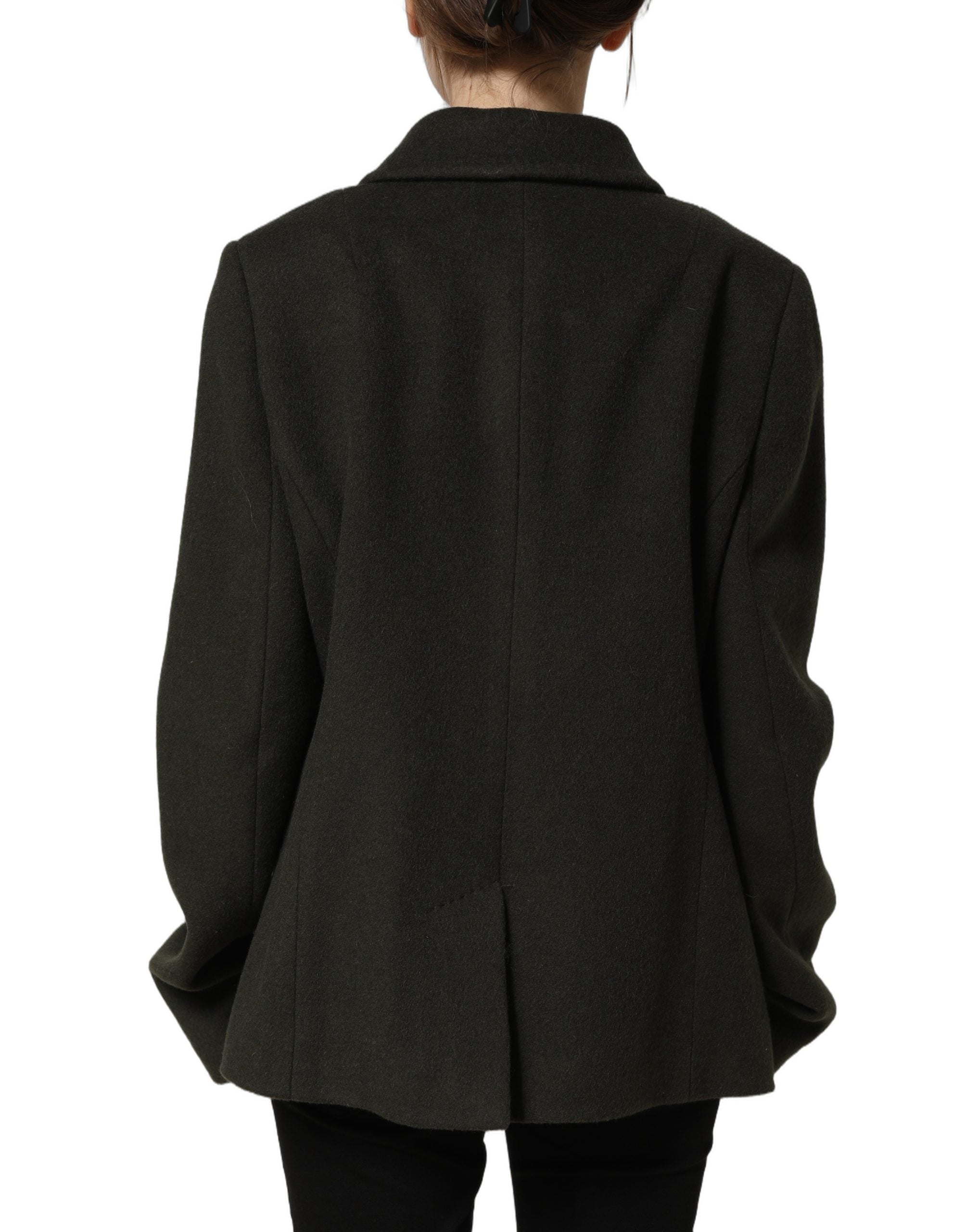 Dark Green Double Breasted Peacoat Jacket
