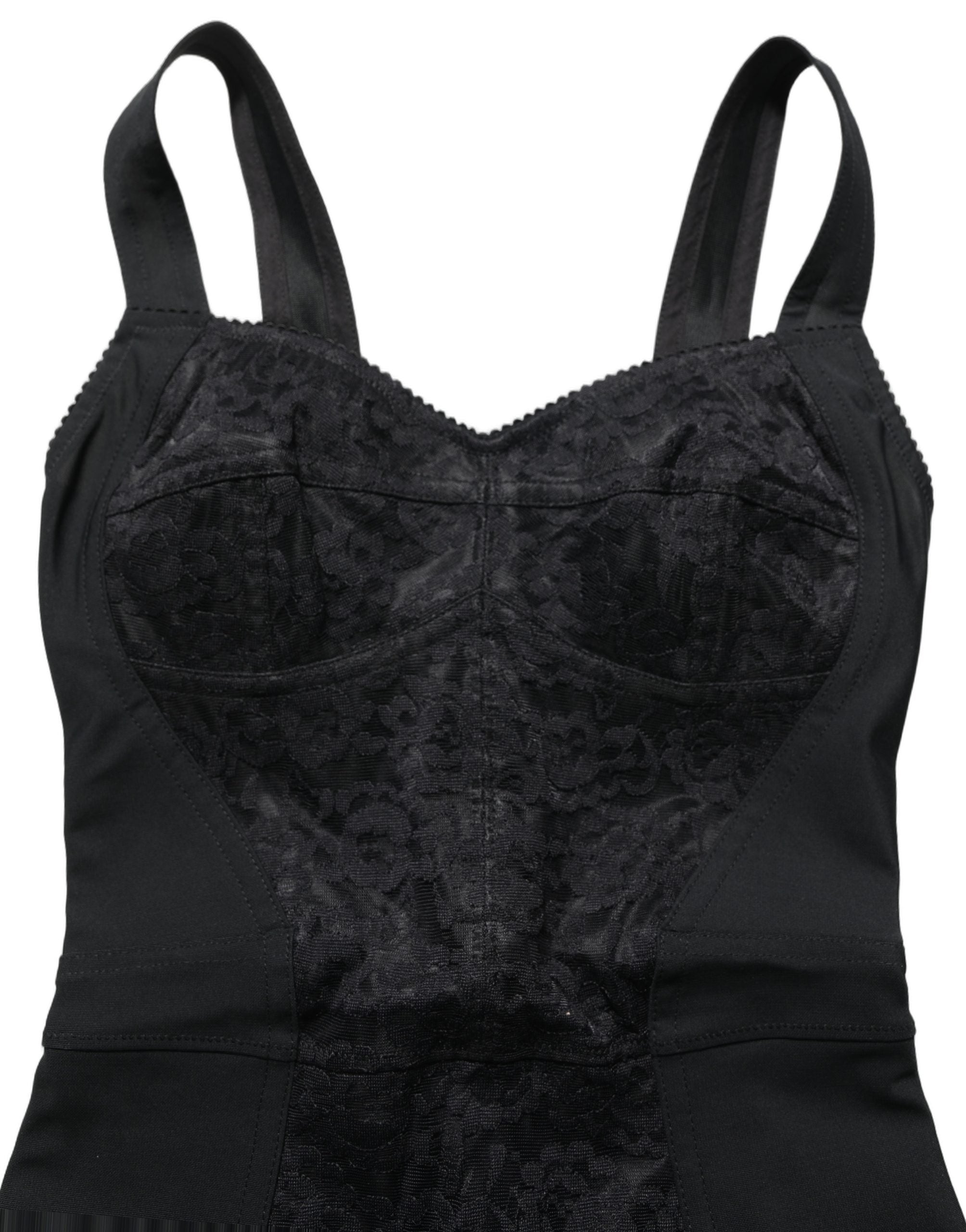 Black Floral Lace Corset Bodycon Bodysuit