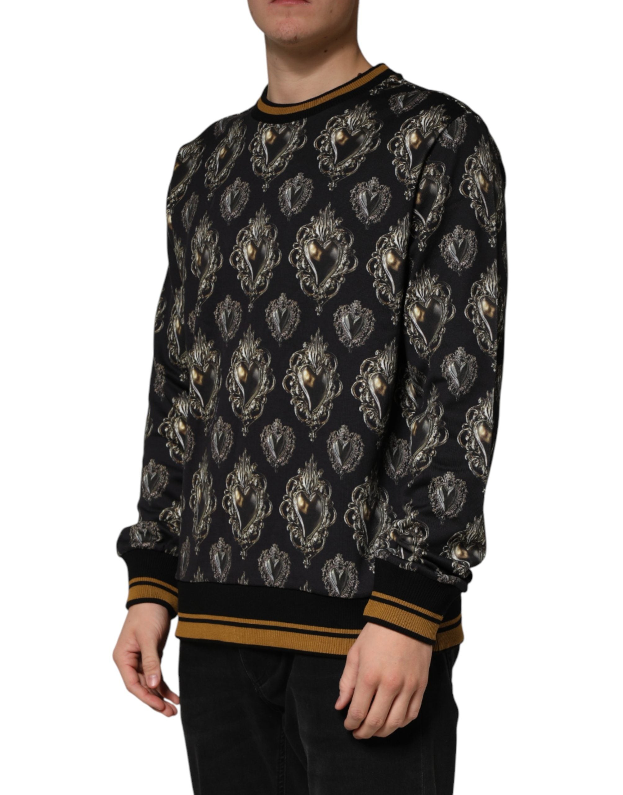 Black Sacred Heart Cotton Sweatshirt Sweater