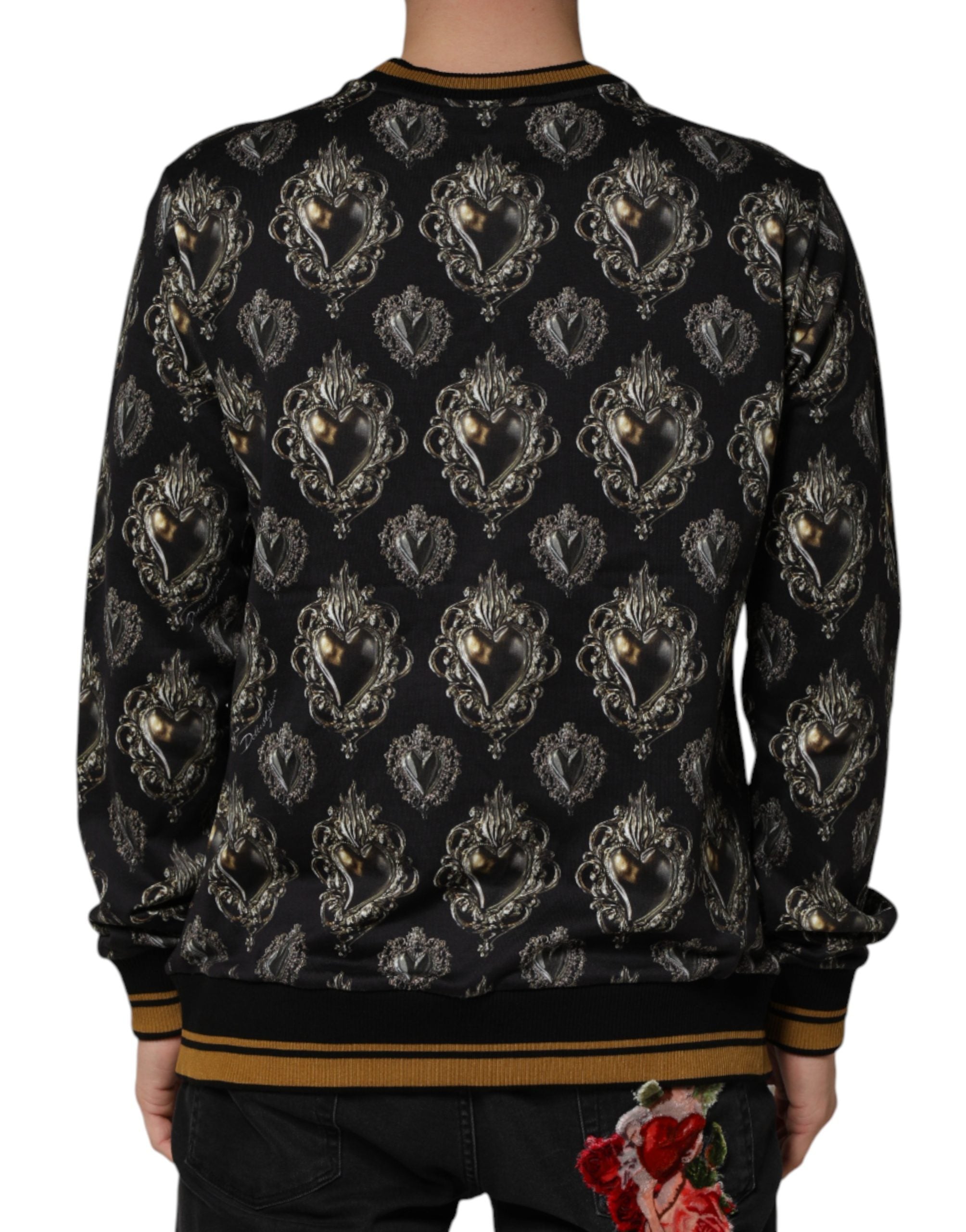 Black Sacred Heart Cotton Sweatshirt Sweater