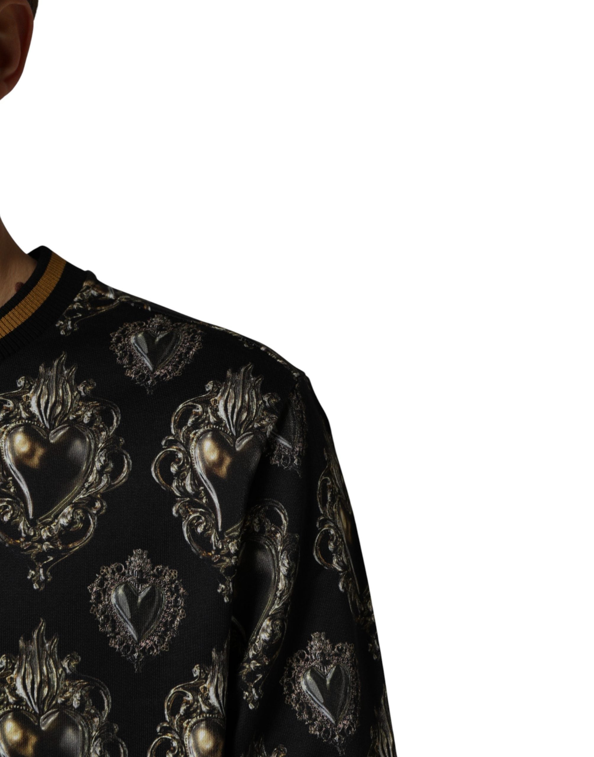 Black Sacred Heart Cotton Sweatshirt Sweater