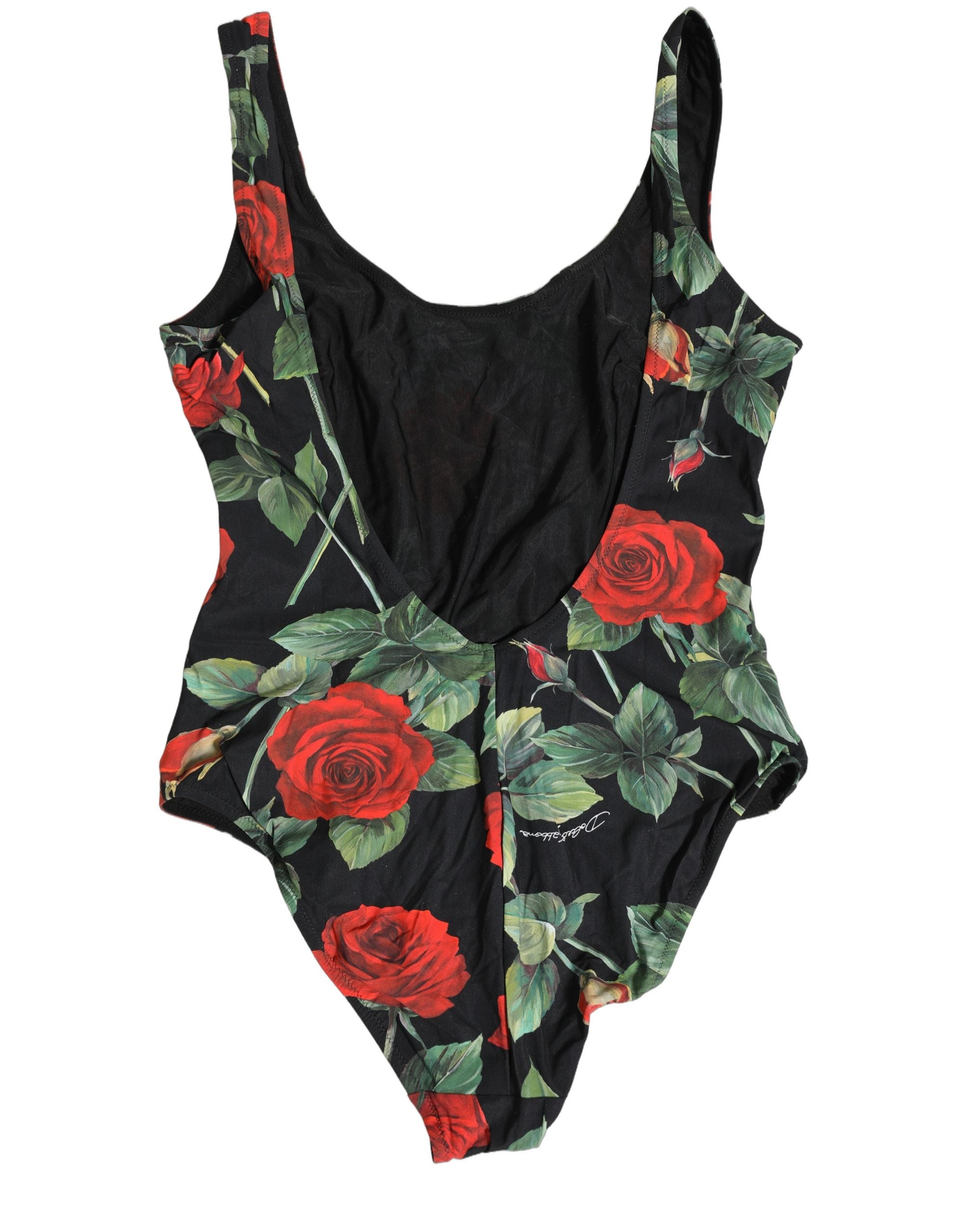 Black Floral Print One Piece Swimsuit Swimwear