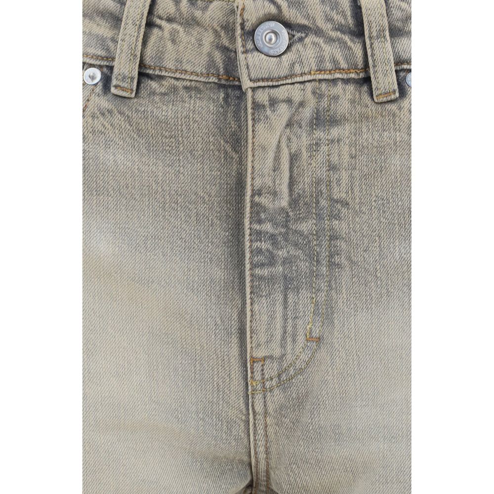 Gray Cotton Straight-Leg Jeans