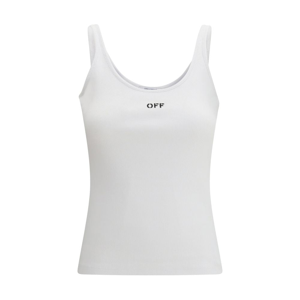 White Cotton Sleeveles T-Shirt