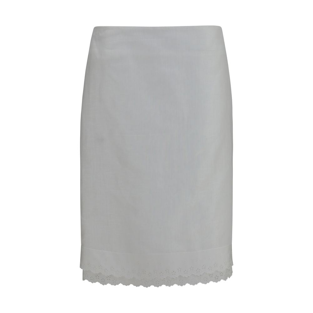 White Cotton Midi Skirt