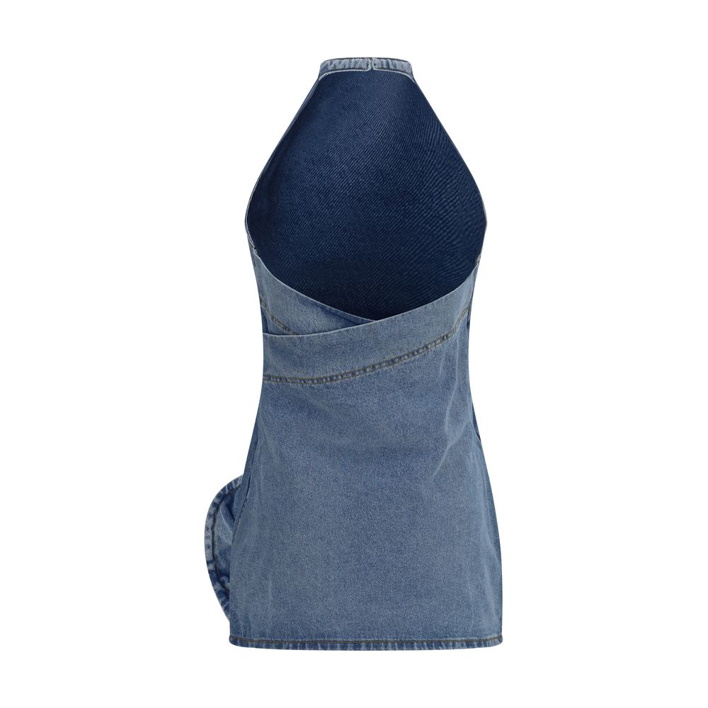Blue Cotton Casual Dress