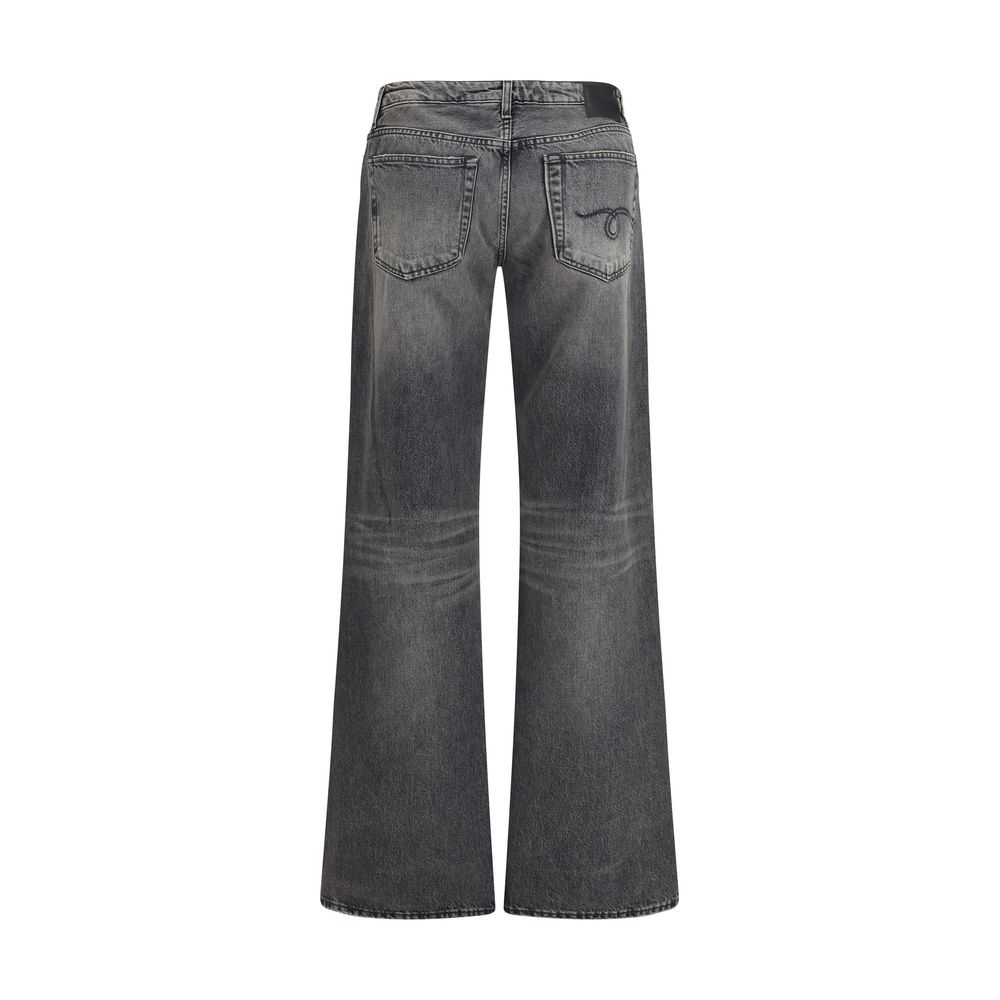 Gray Cotton Straight-Leg Jeans
