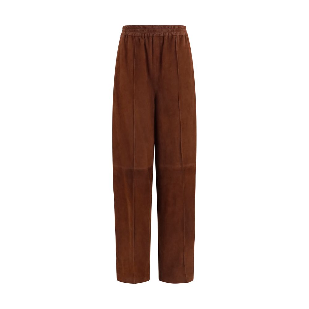 Brown Leather Casual Pants