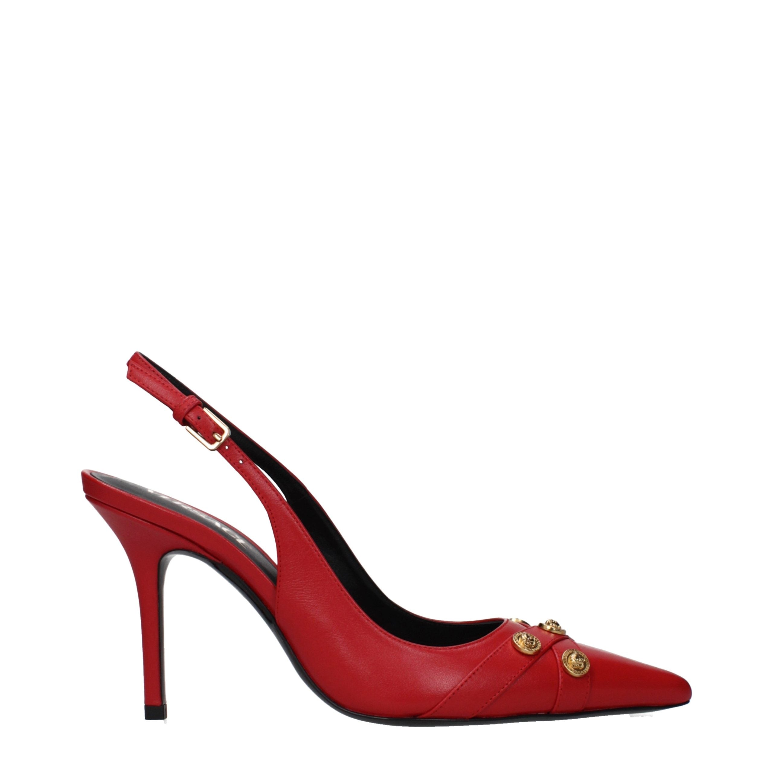Red Leather High Heel Pumps