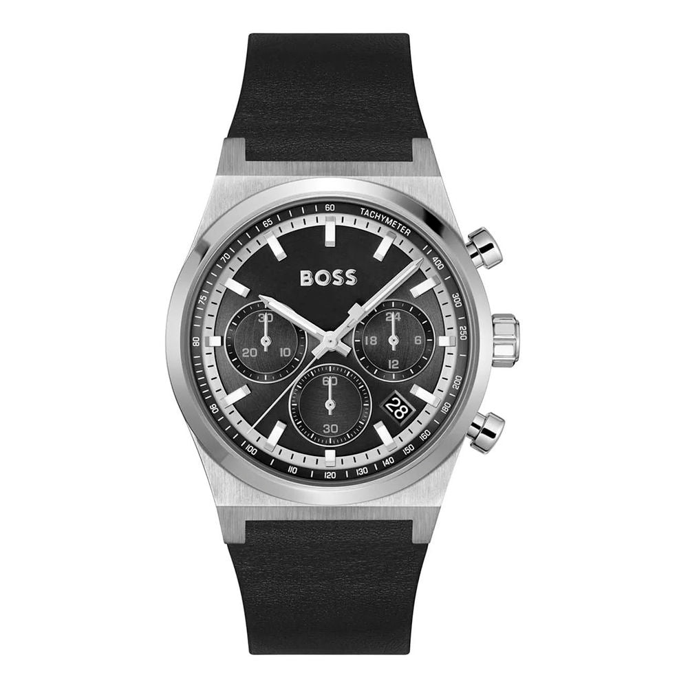 Gray Leather Dress Watch