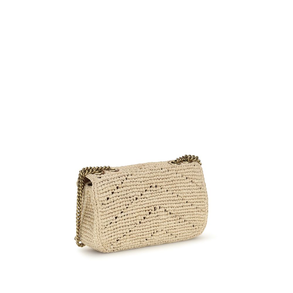 Beige Raffia Shoulder Bag