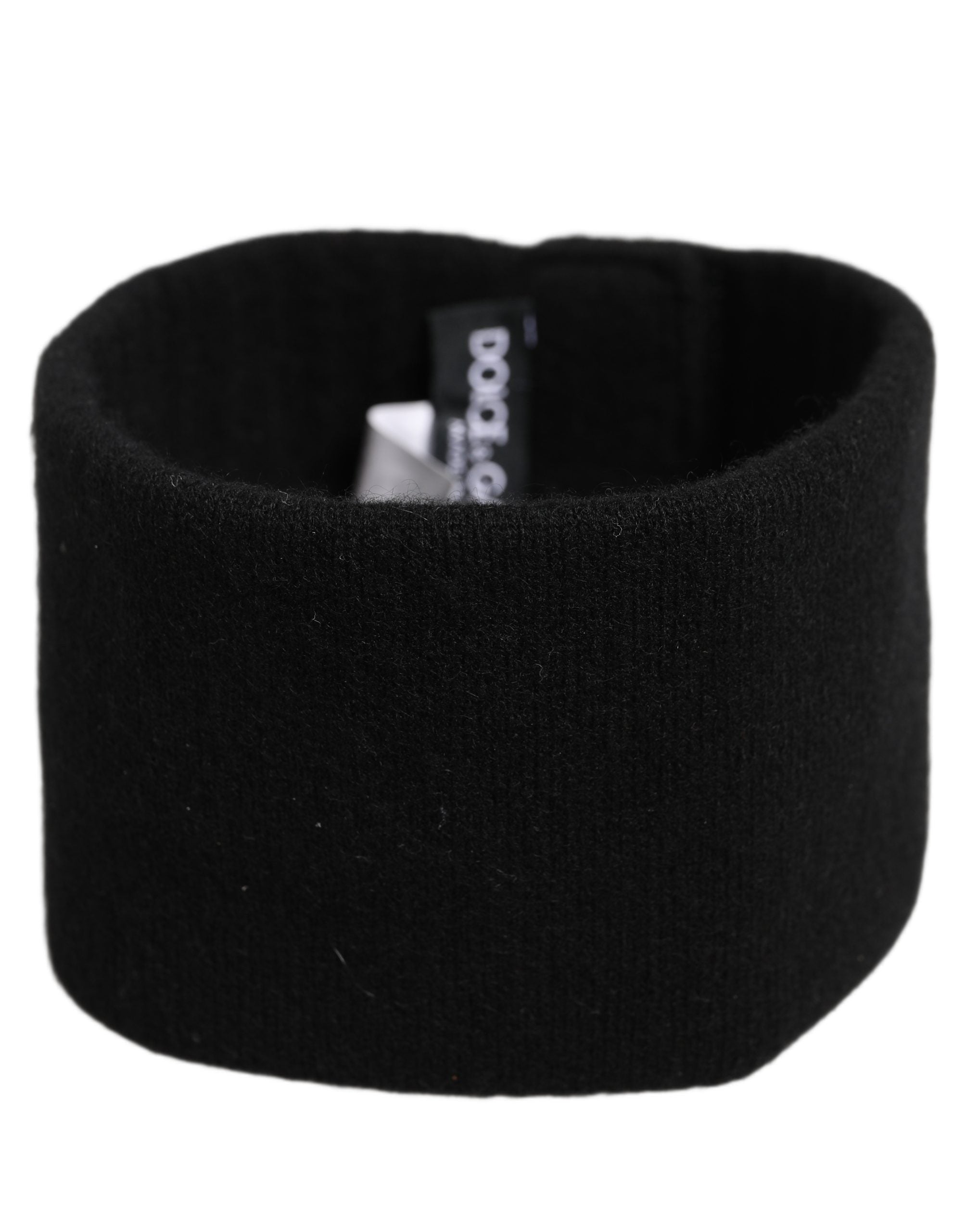 Men Black Cashmere Knitted Logo Head Band One Size