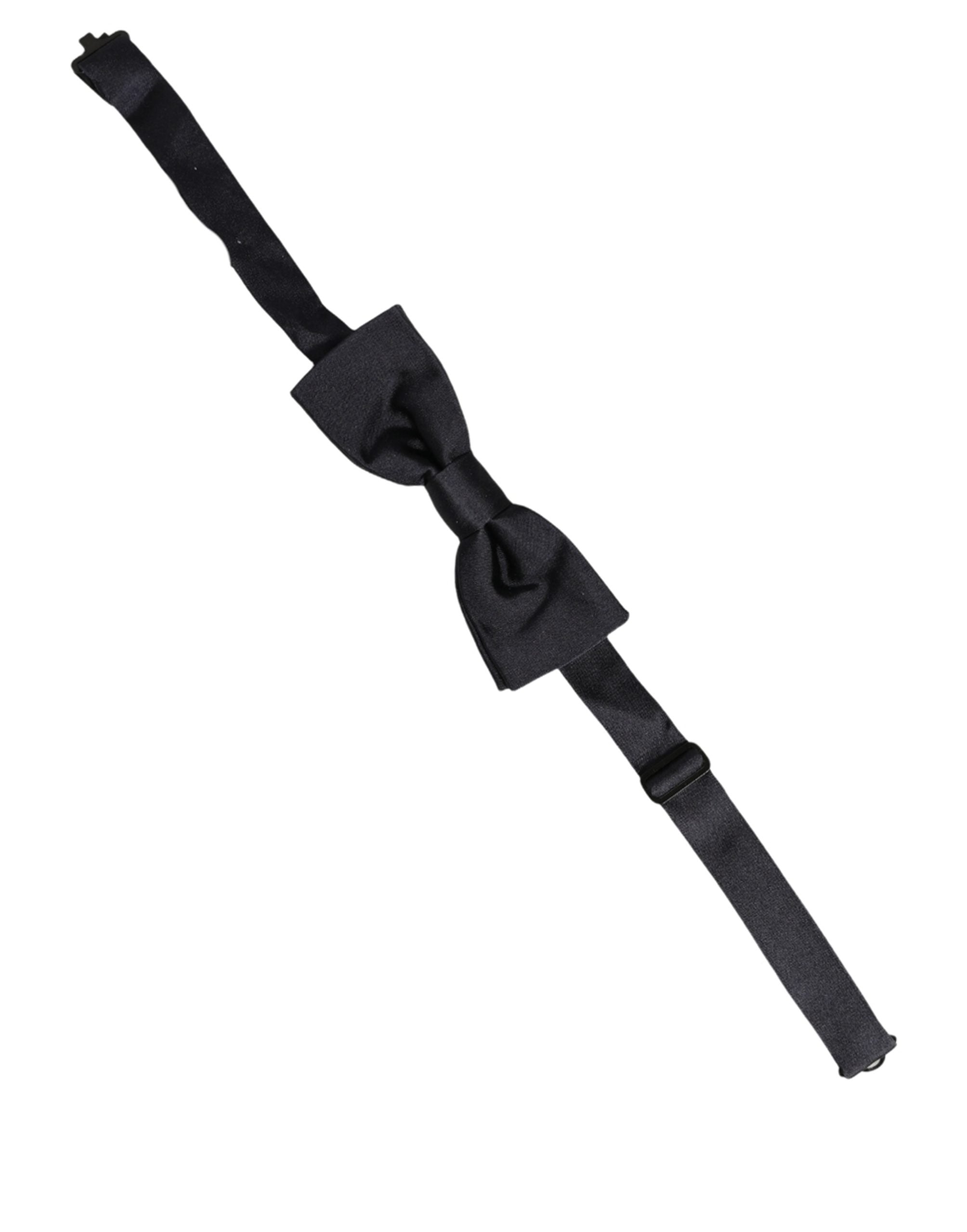 Men Dark Blue 100% Silk Adjustable Neck Papillon Bow Tie