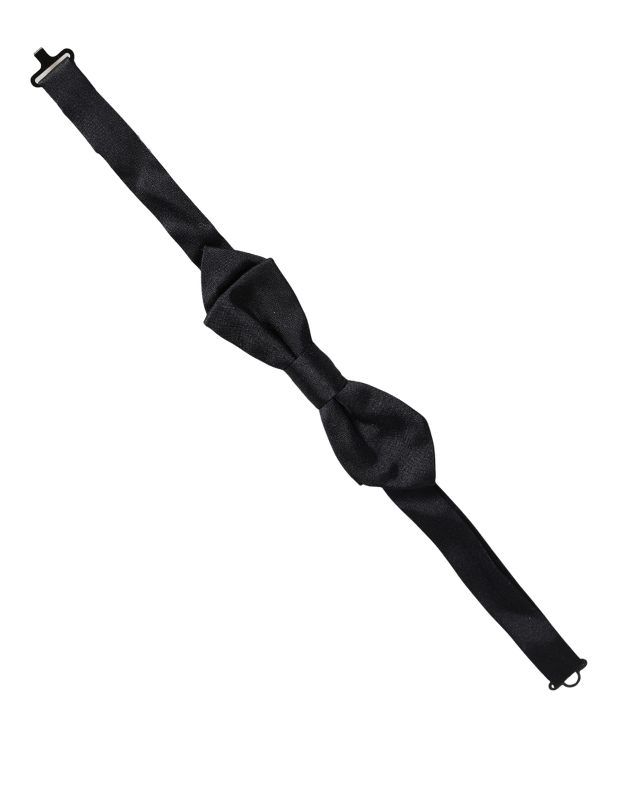 Men Black 100% Silk Adjustable Neck Papillon Bow Tie