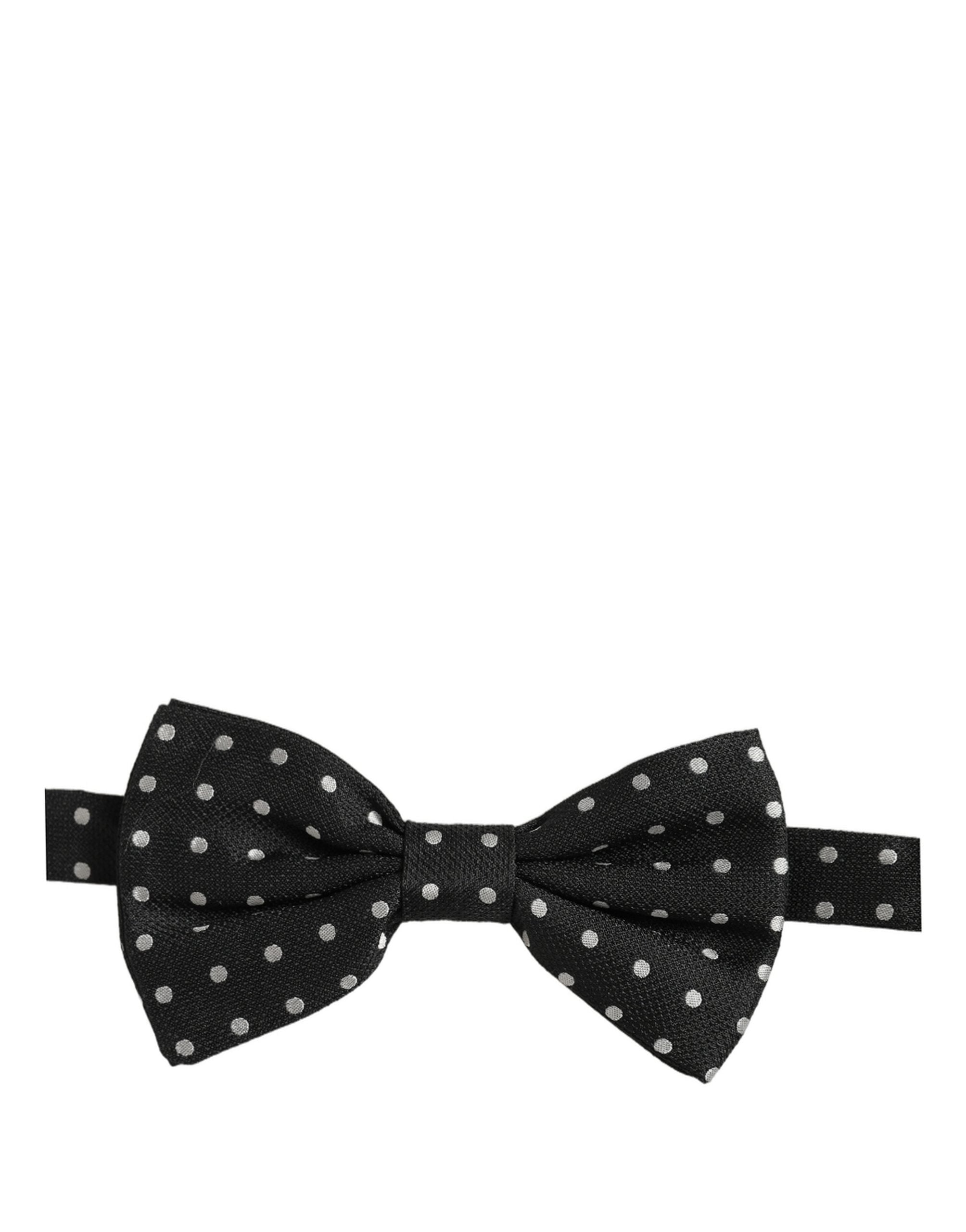 Black White Polka Dot Adjustable Neck Papillon Bow Tie