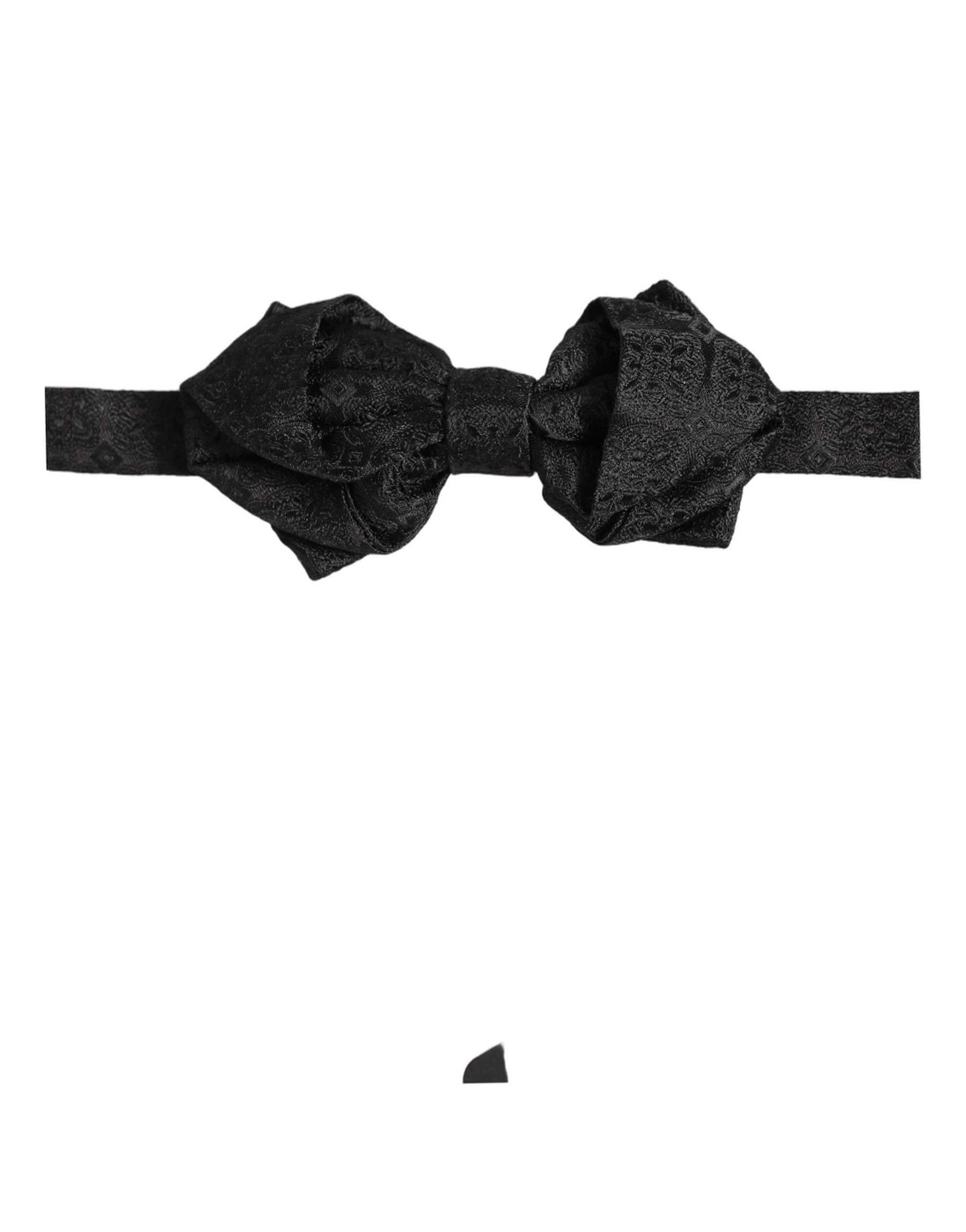 Men Black Paisley Silk Adjustable Neck Papillon Bow Tie