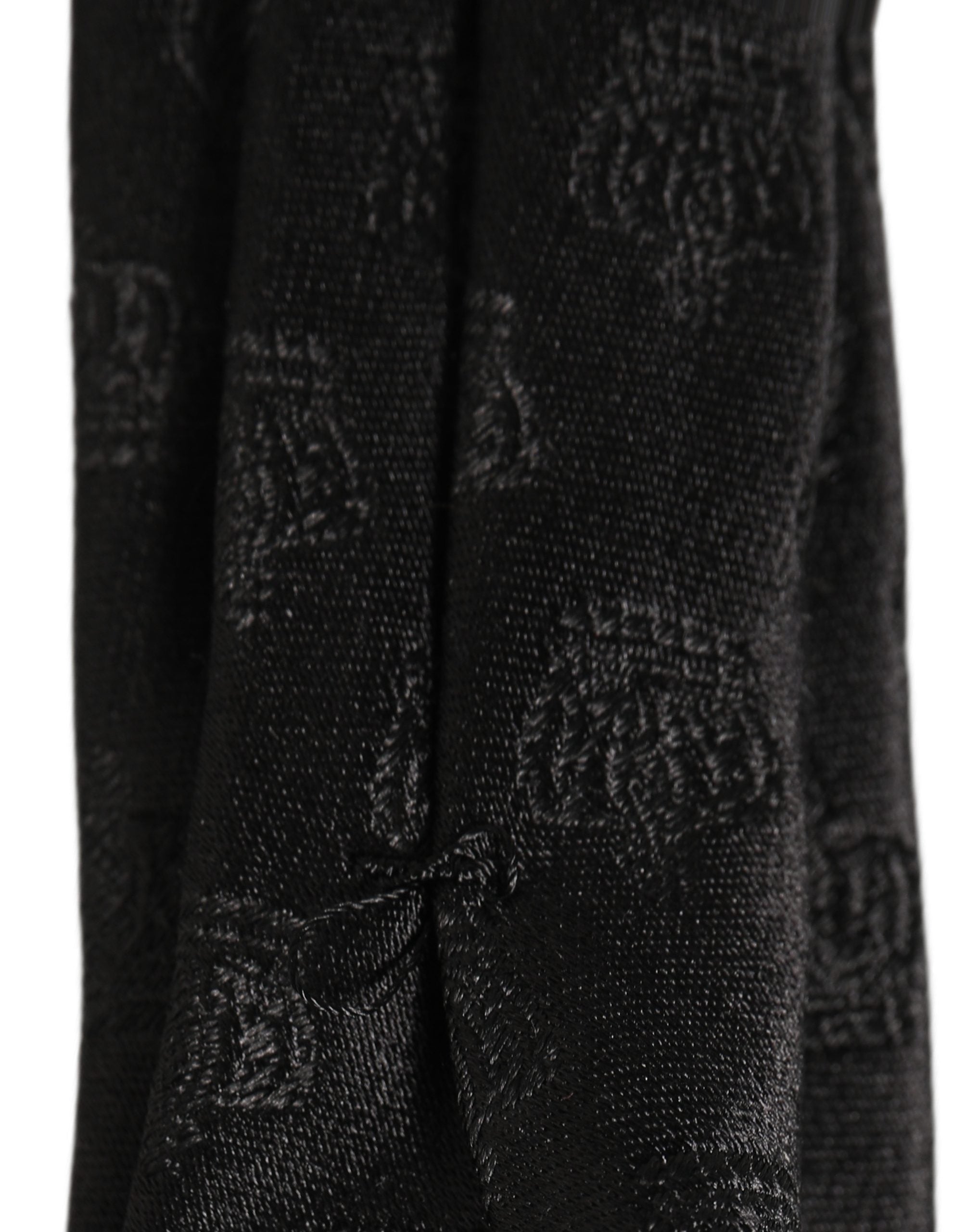Men Black Crown Print Silk Adjustable Tied Necktie Tie