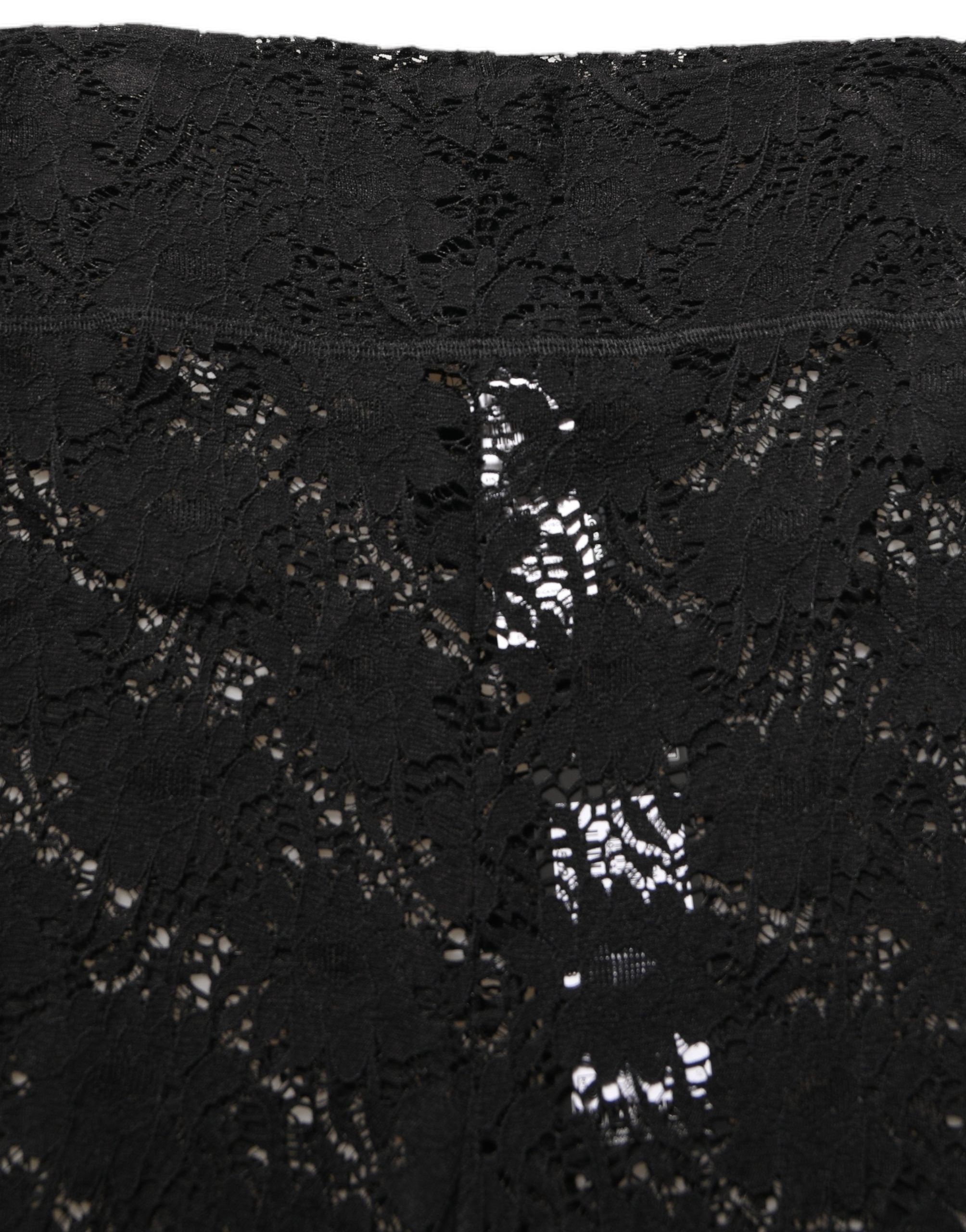Black High Waist Sheer Floral Lace Shorts