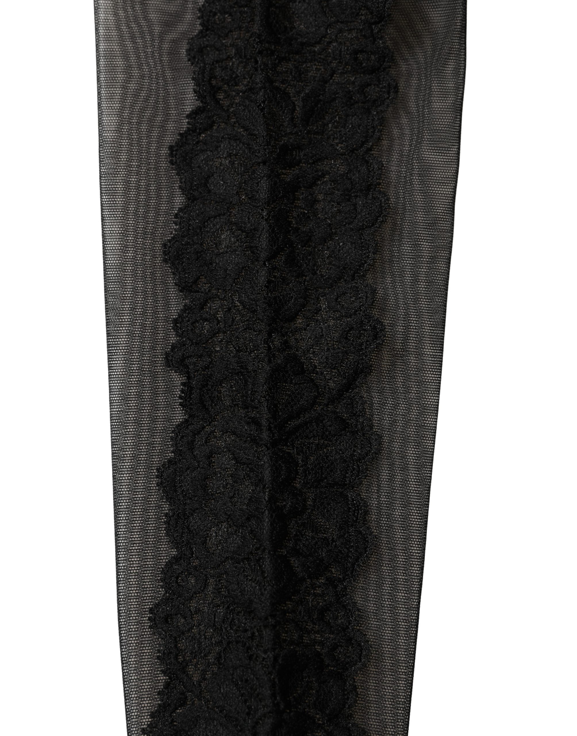 Black Nylon Mesh Sheer Calf Long Accessory Socks