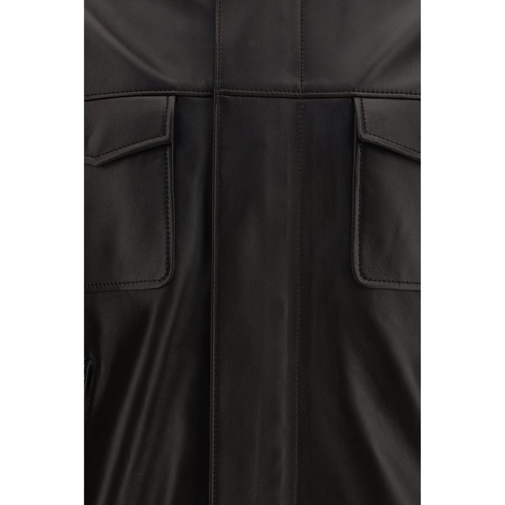 Brown Lamb Ovis Aries Aries Leather Jacket