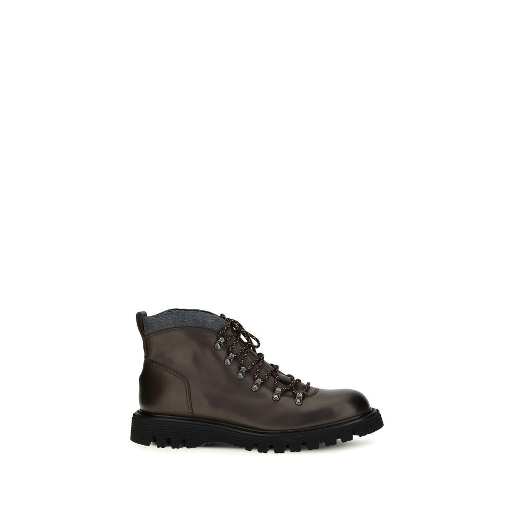 Brown Calf Leather Bos Taurus Lace-Up Boots