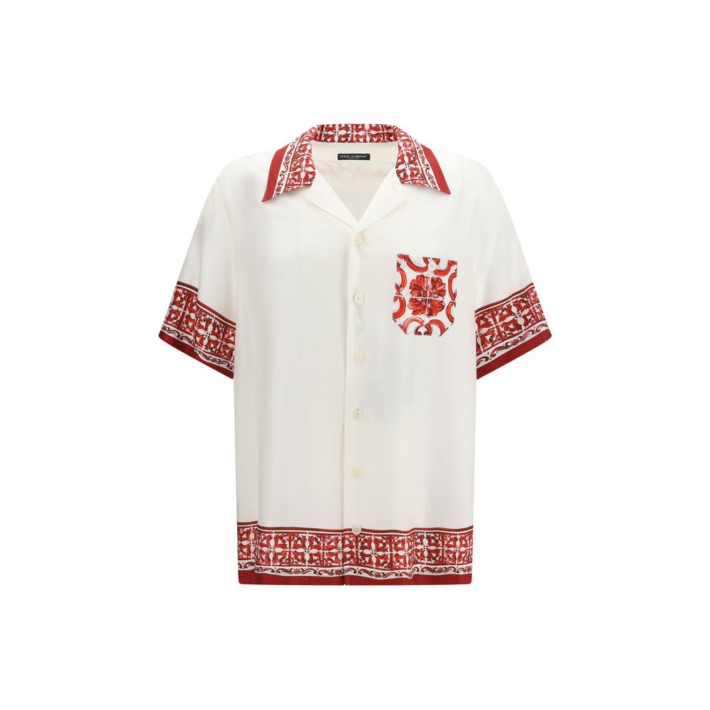 White Silk Pattern Shirt