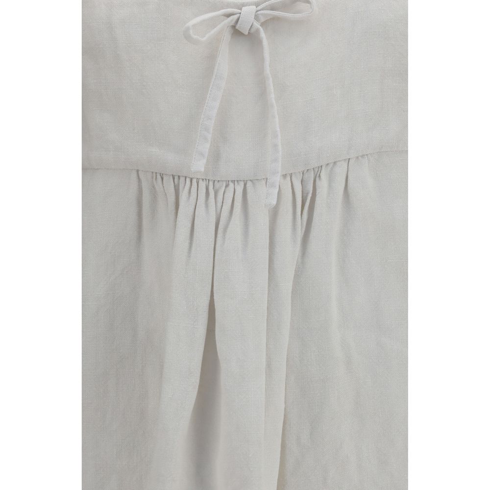 White Linen Casual Dress