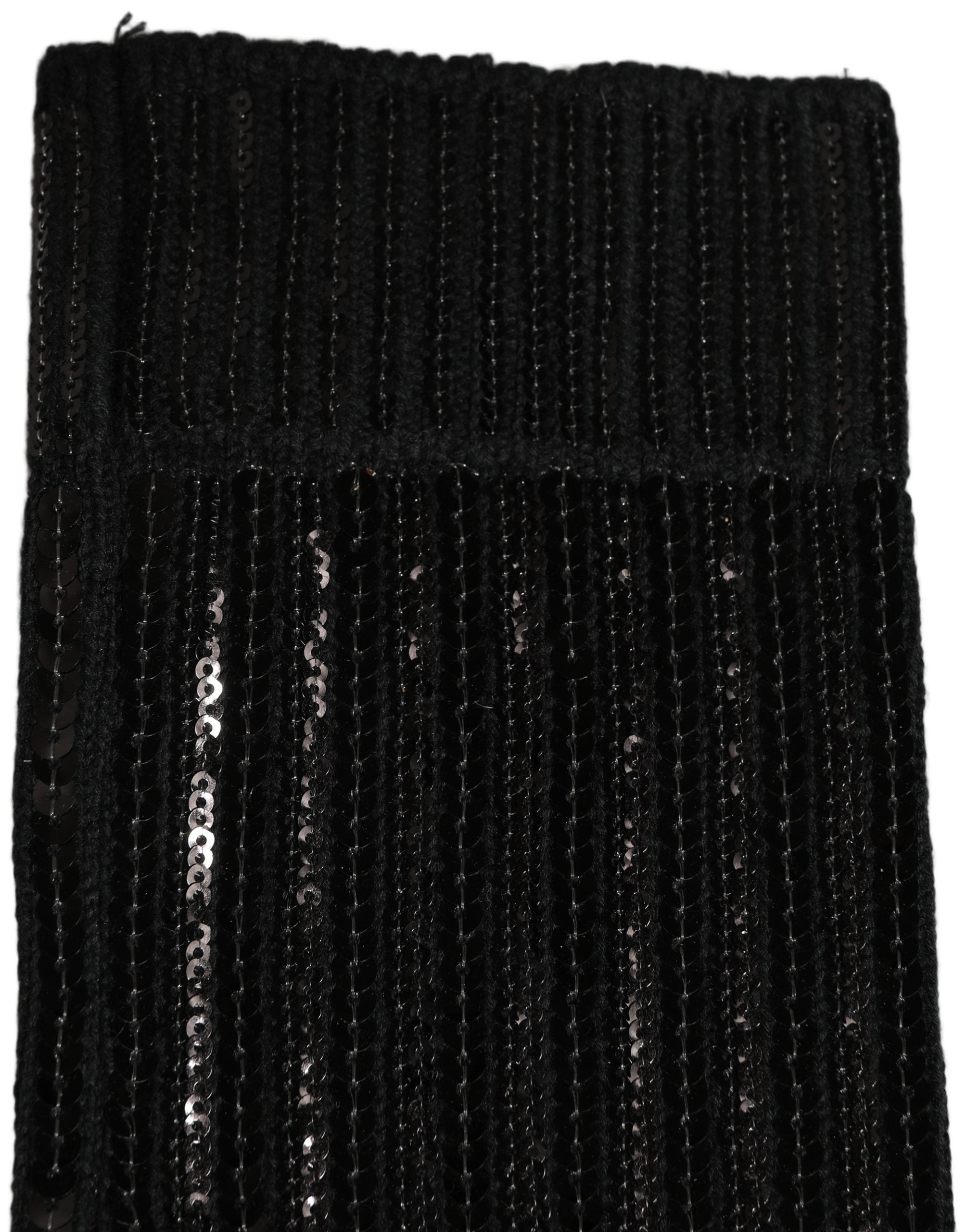 Black Sequin Cotton Knit Mid Calf Accessory Socks