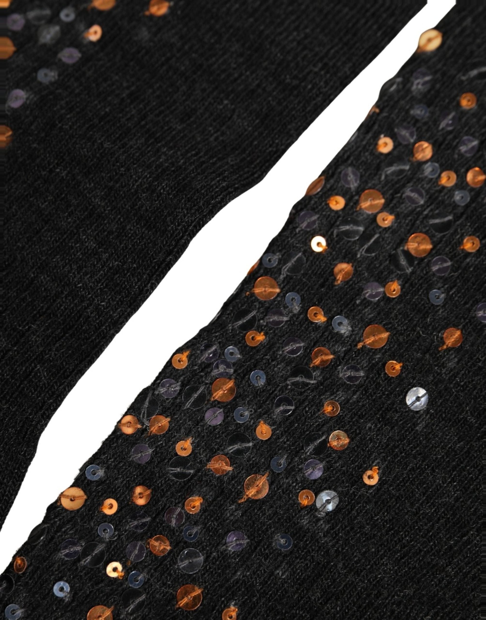 Dark Gray Sequined Wool Knee High Accessory Socks