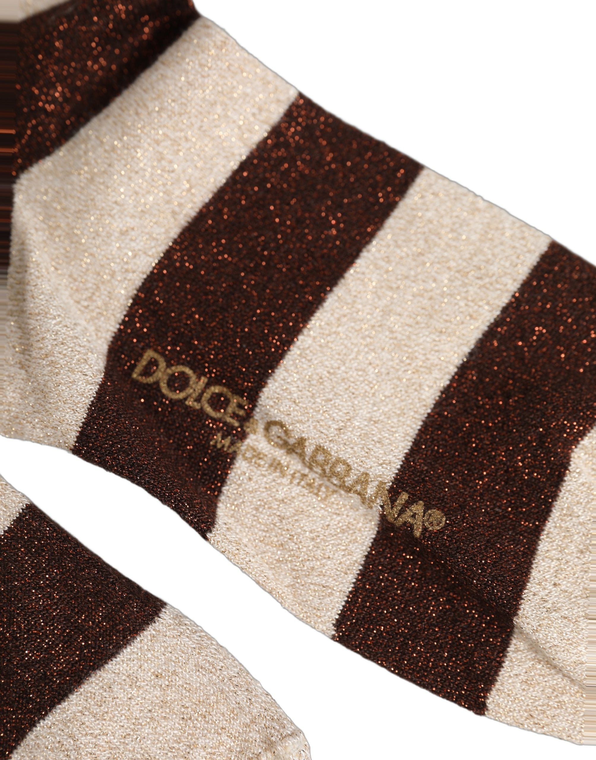 Brown Beige Stripes Mid Calf Accessory Socks