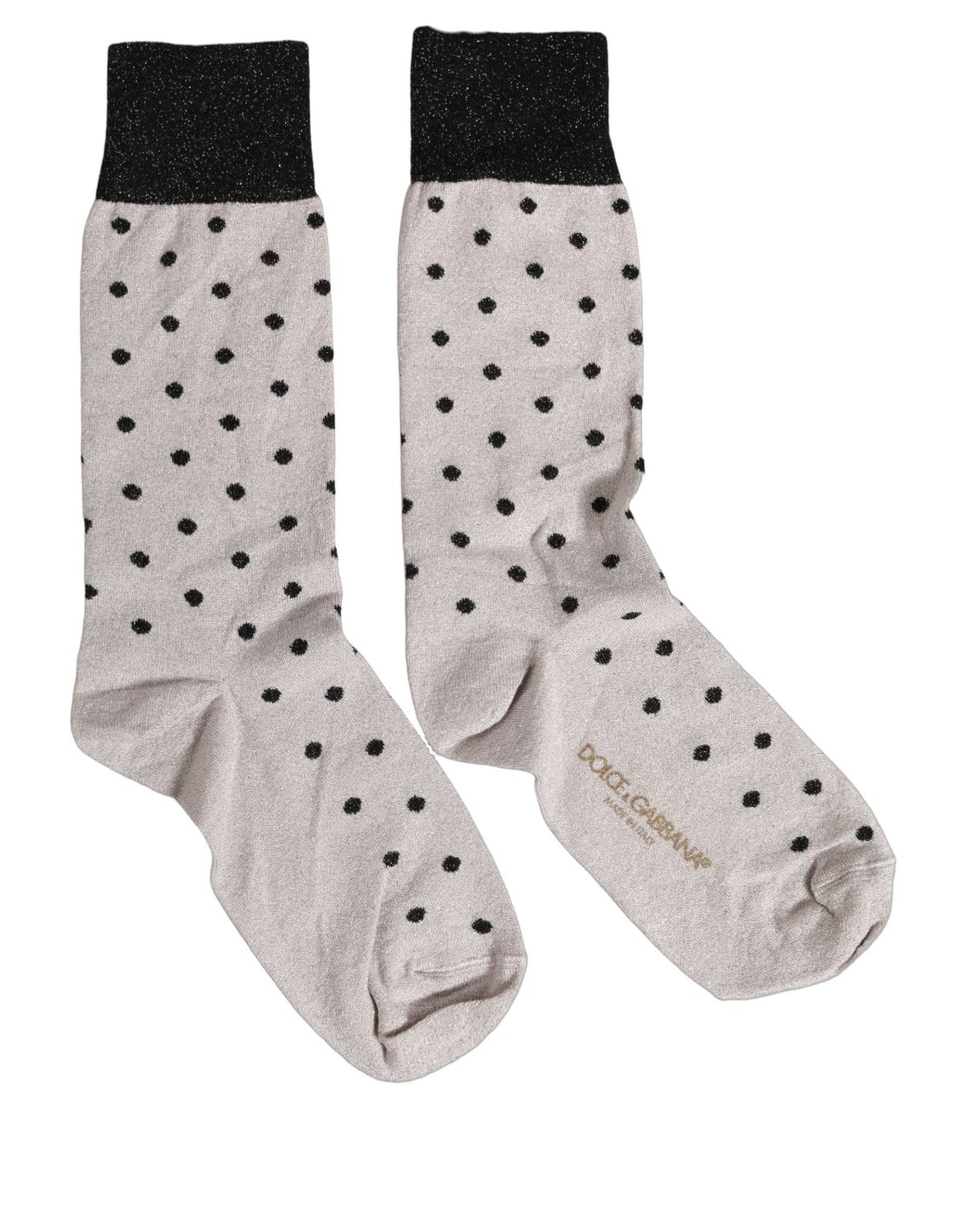 Gray Viscose Stretch Dotted Women Accessory Socks