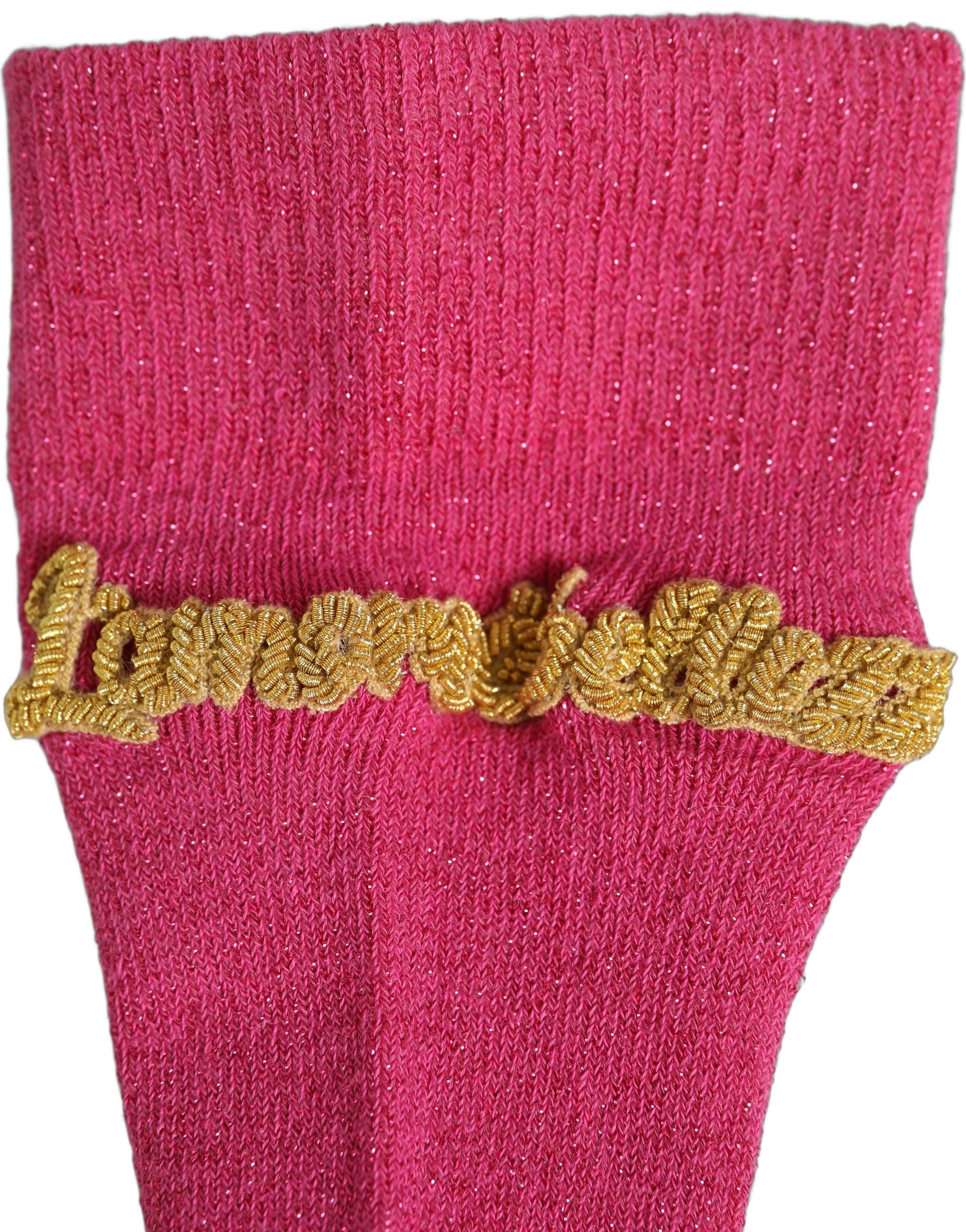 Pink Embroidered Cotton Mid Calf Accessory Socks