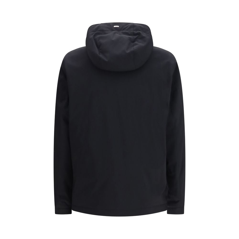 Black Polyester Full-Length Jacket